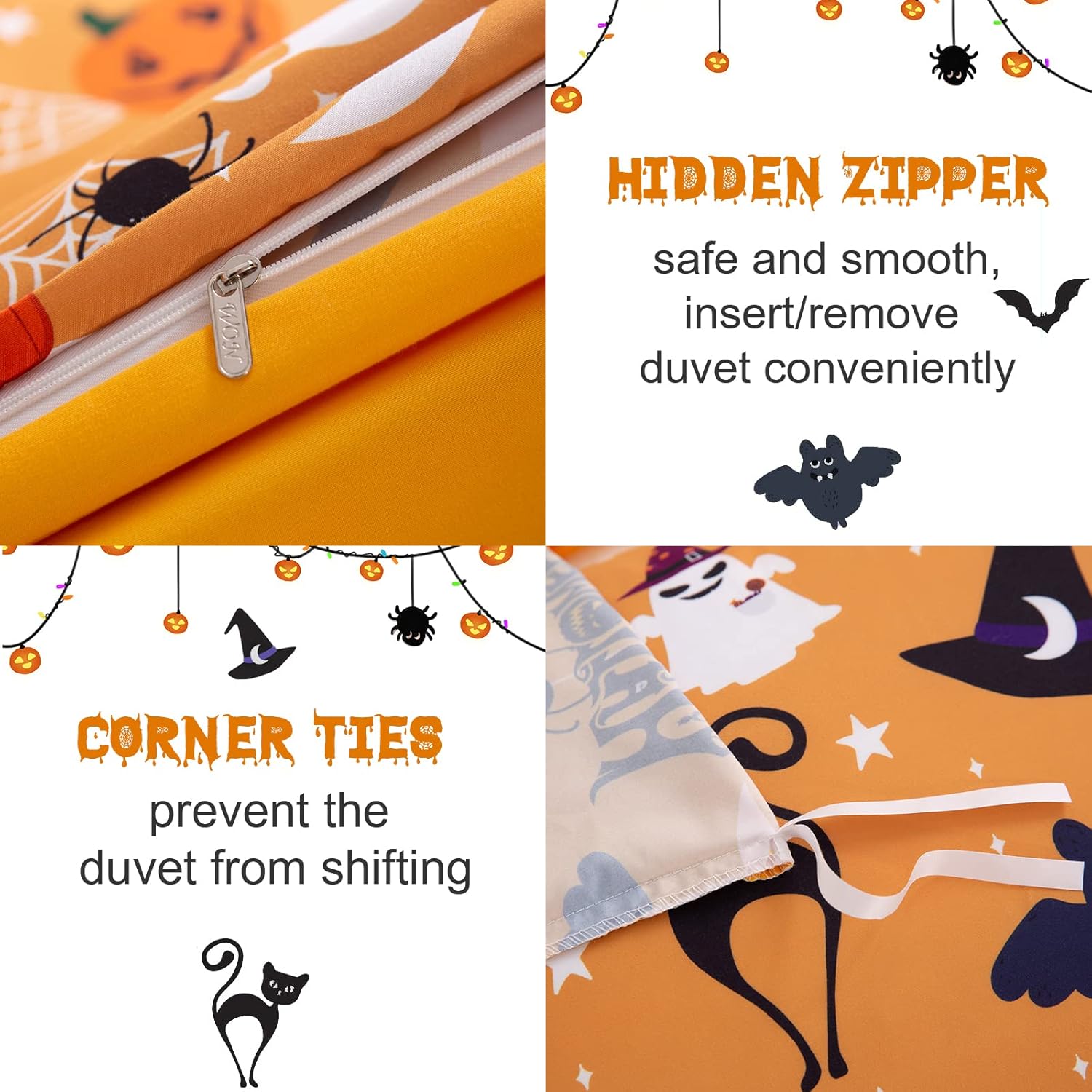 Luxudecor Halloween Duvet Cover Set Queen Size 1