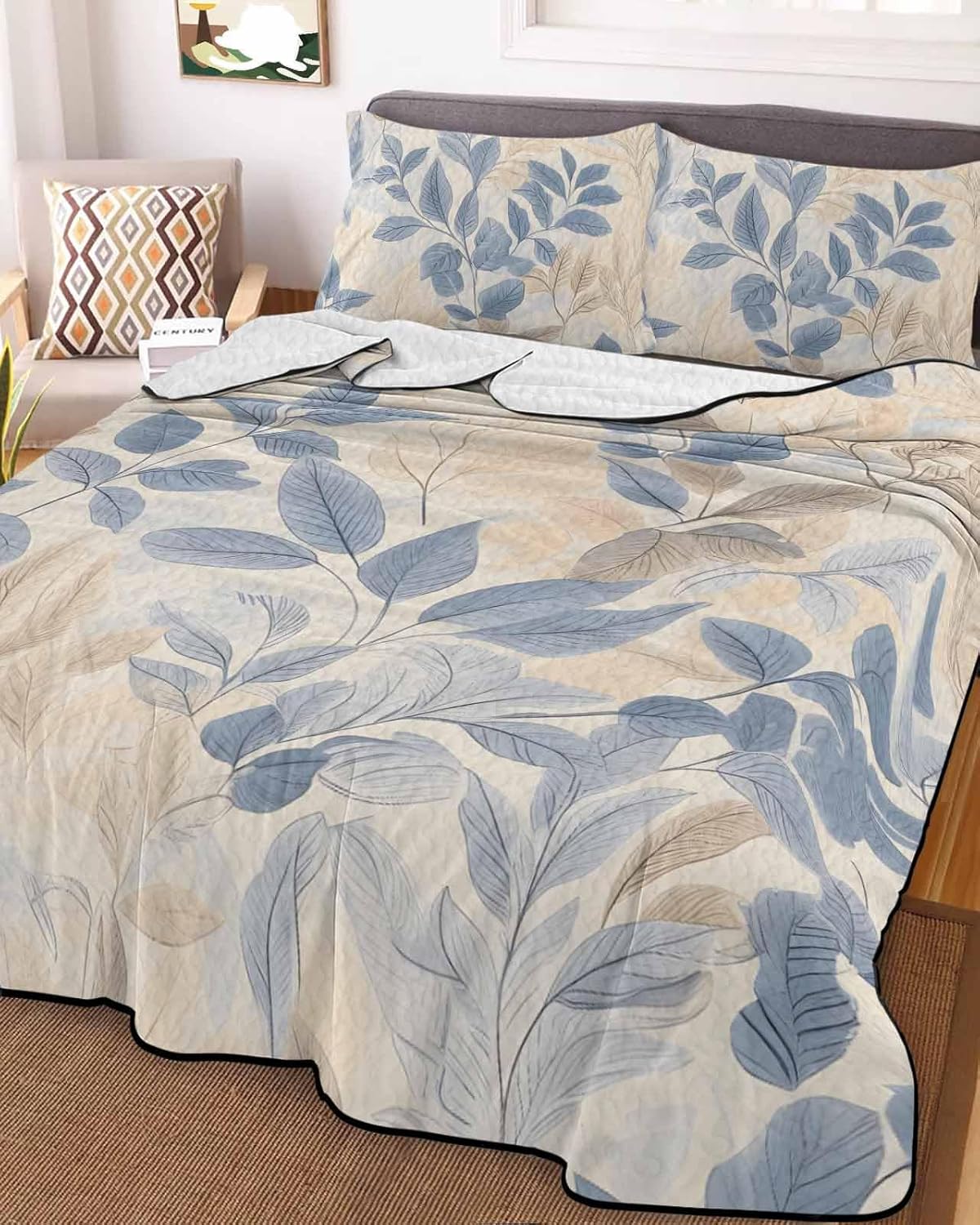 Chucoco Twin XL Quilt Set with 2 Pillow Shams 1