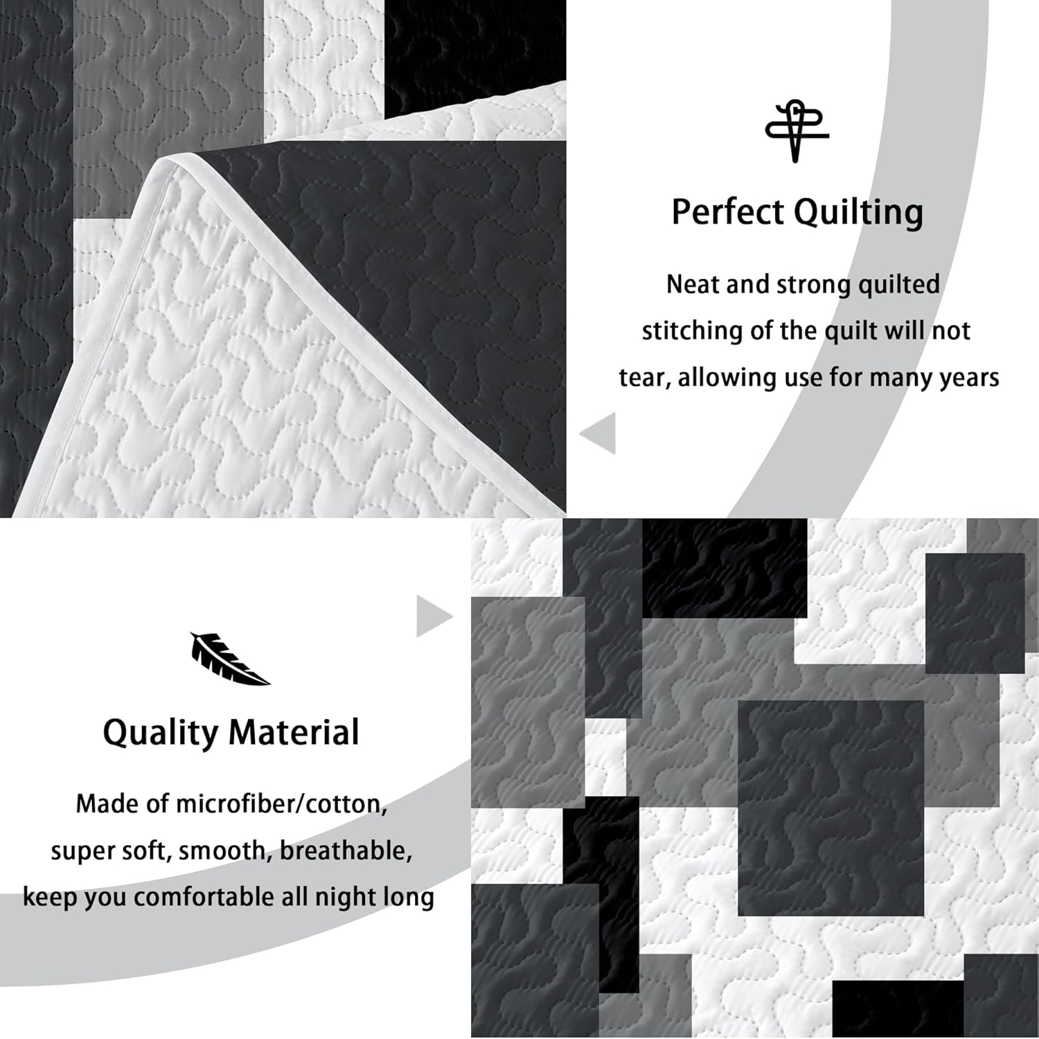 Tyrot Modern Geometric Quilt Set 3 Piece King Size
