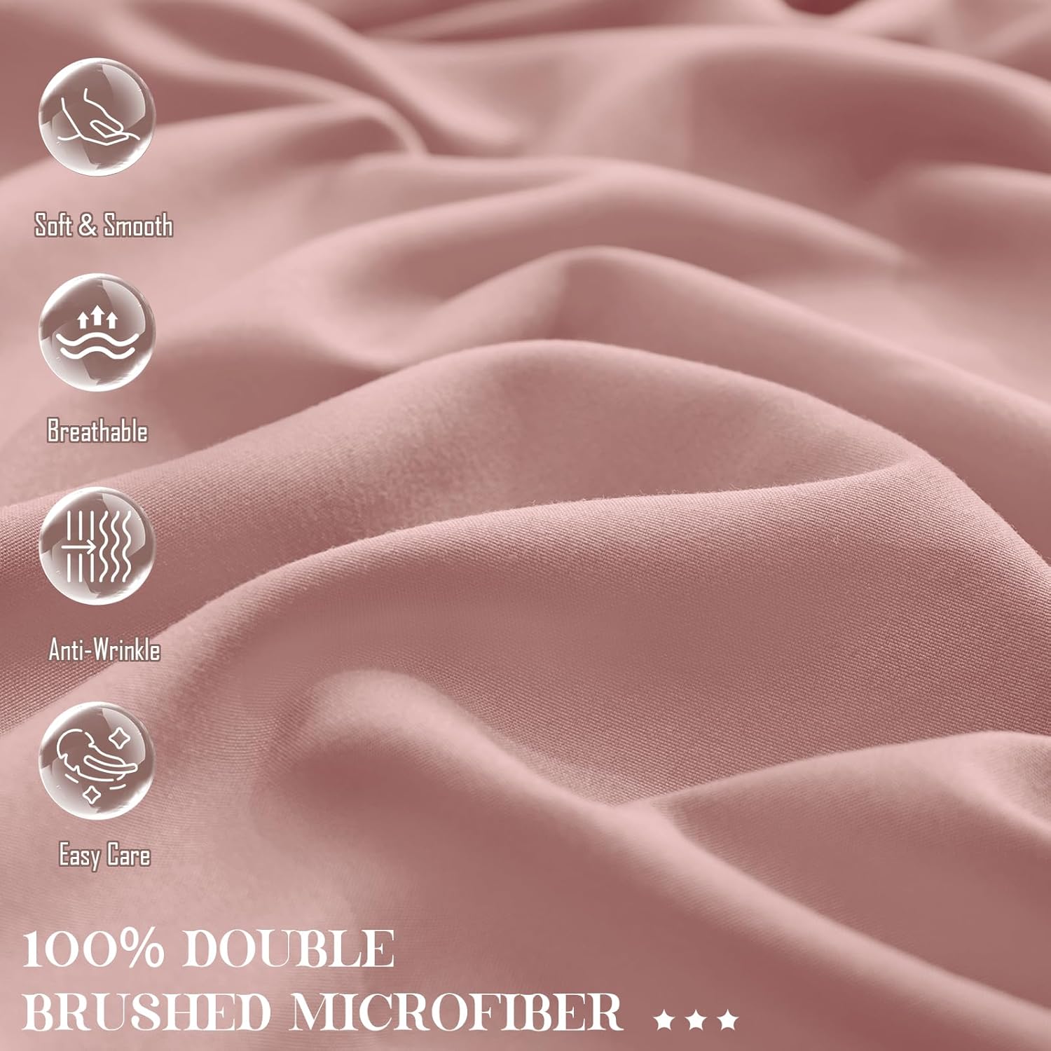 Soft Microfiber Full Fitted Sheet Set with Pillowcases 16 Deep Pocket Pink