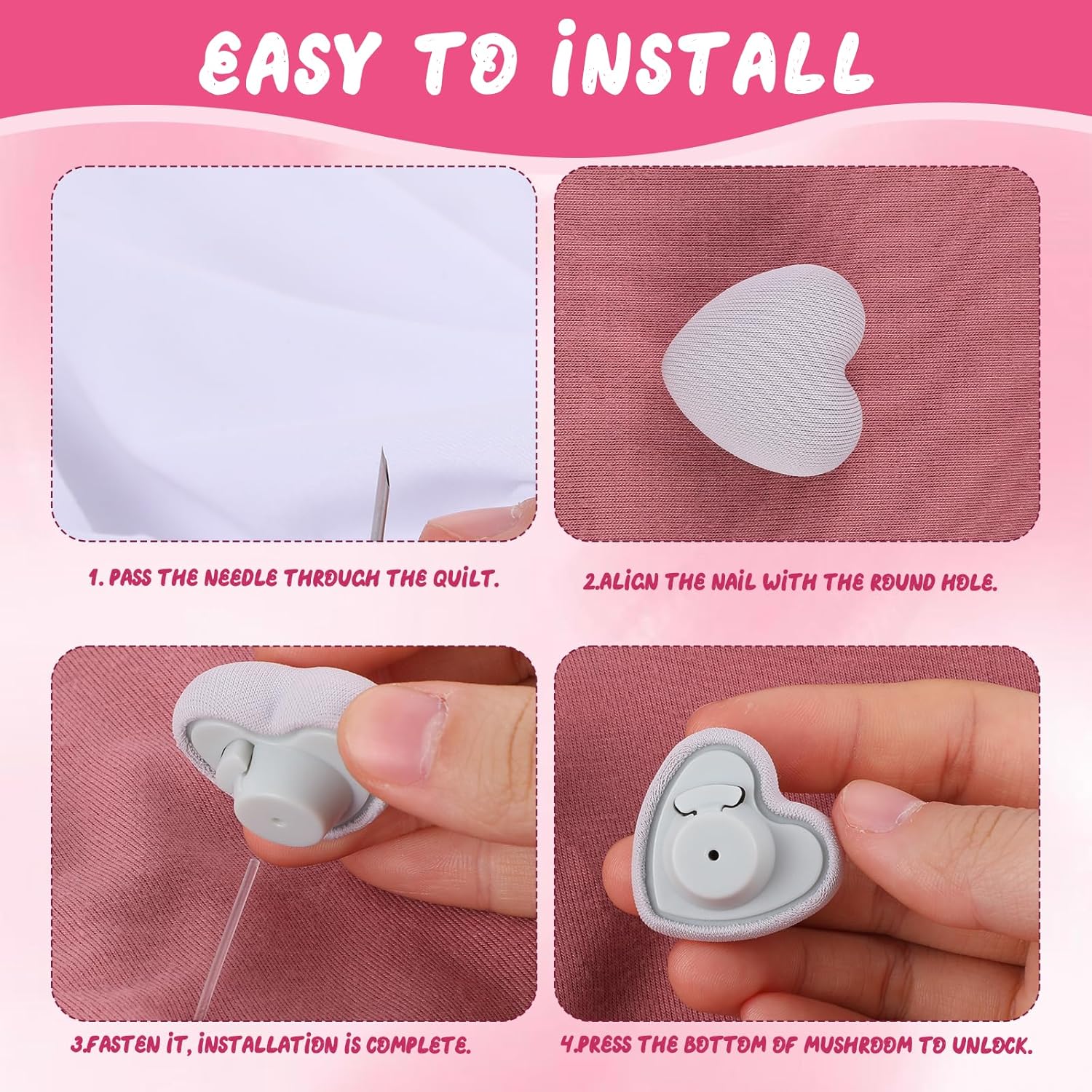 16Pcs Heart-Shaped Duvet Clips with Pins for Bedding and Curtains