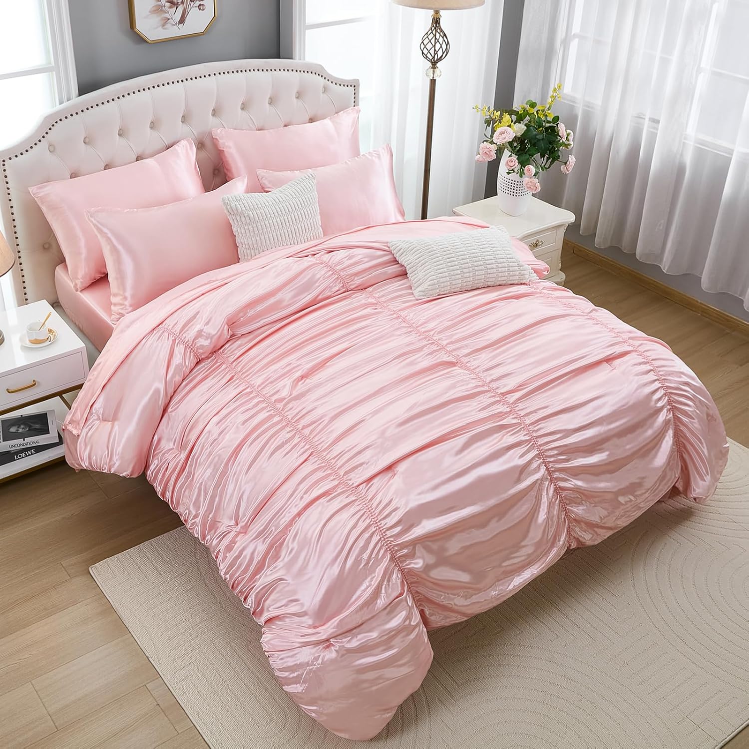 Bedorm 9 Pc Full Size Satin Comforter Set