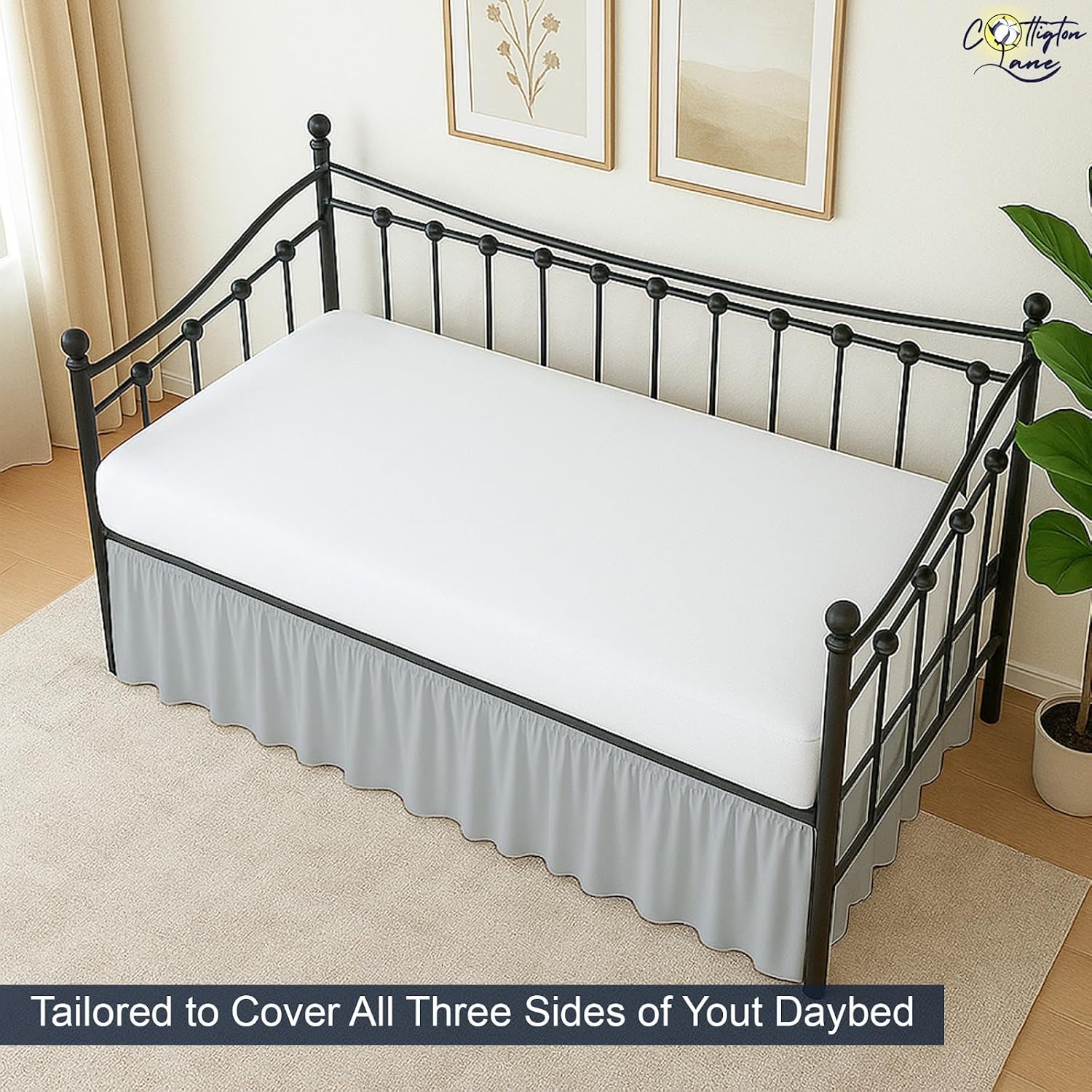Cottington Lane Daybed Skirt Twin Light Grey 18 Inch Drop