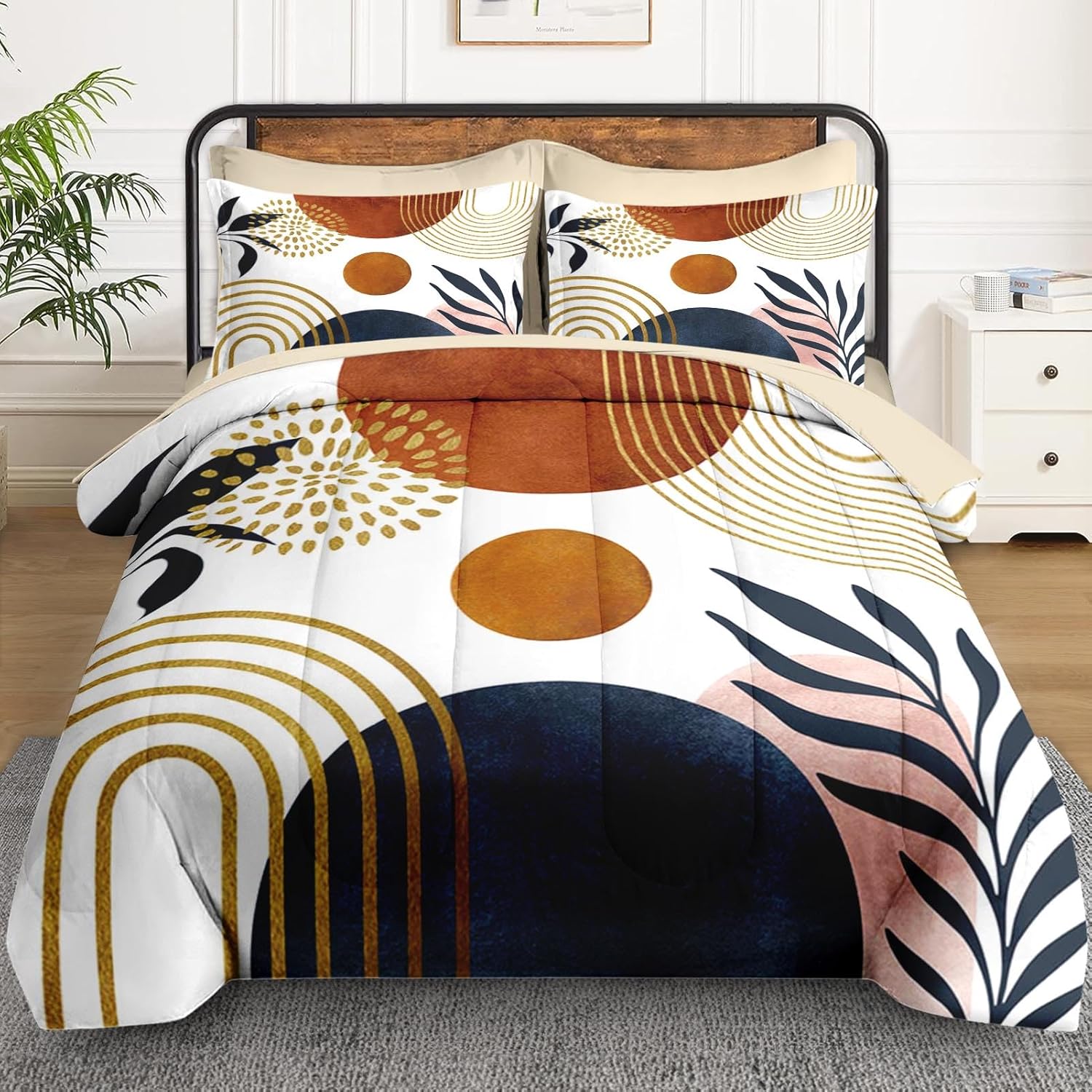 WeCozy 7 Pcs Queen Comforter Set with 2 Pillowcases and 2 Shams