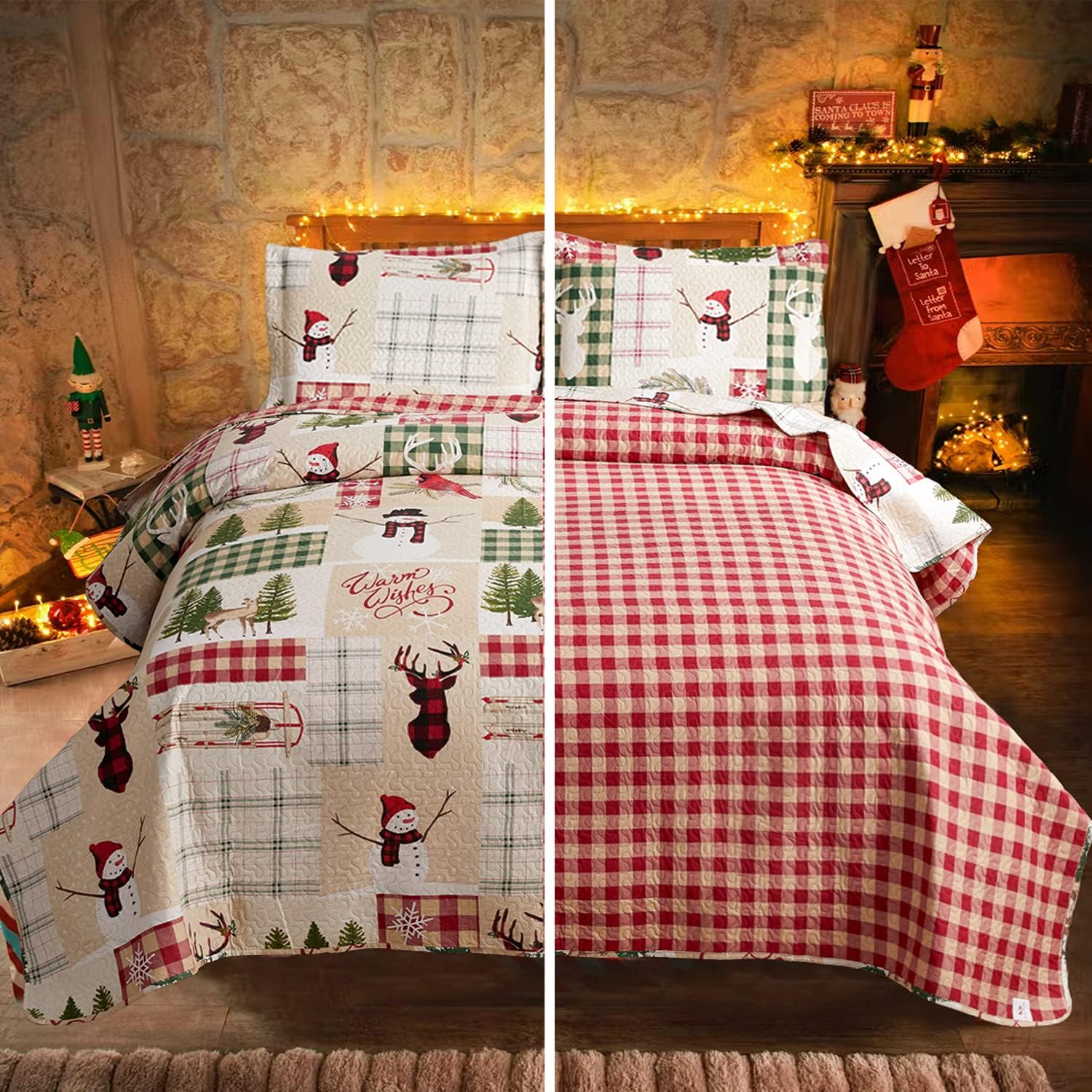 Jessy Home Christmas Quilt Set Twin Size