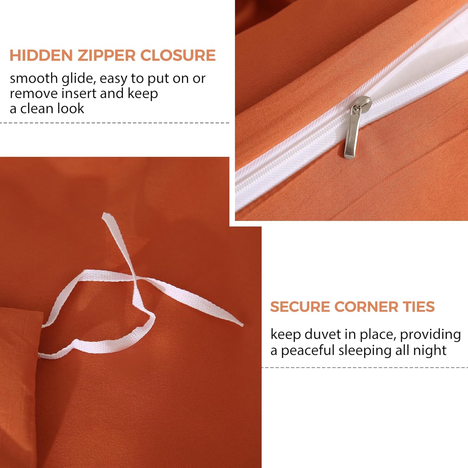 JSD Burnt Orange Duvet Cover Set Twin Size 2 Piece