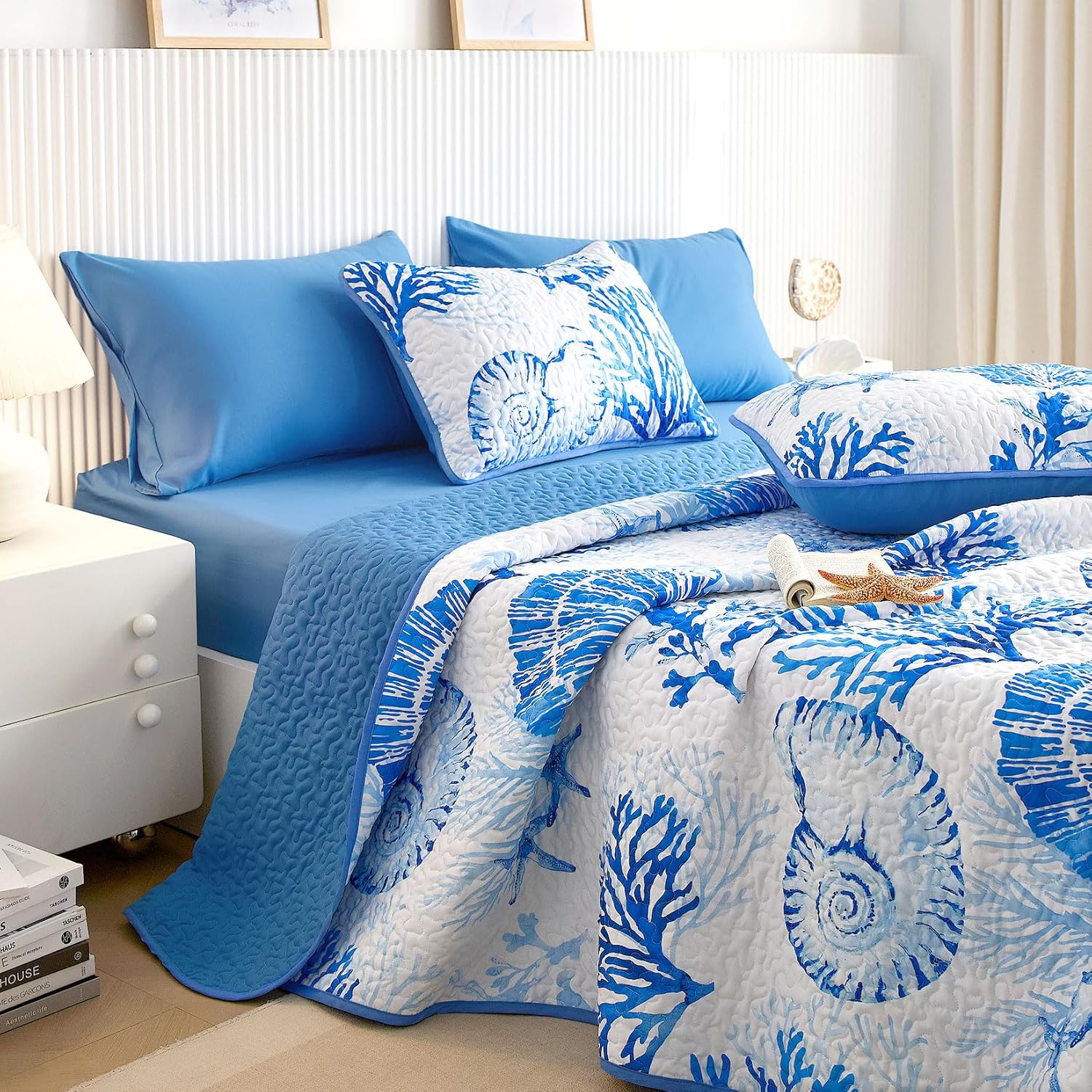 Wake In Cloud Coastal Quilt Set Nautical Themed 3 Piece TwinTwin XL