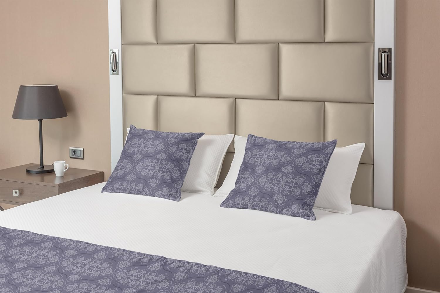 Lunarable Vintage Bed Runner Set Grey Purple