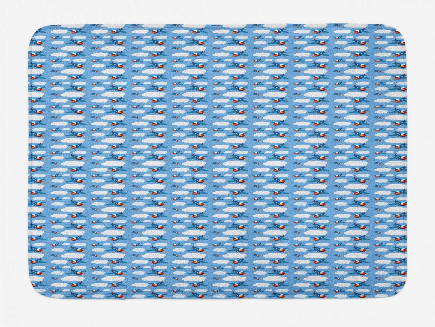 Ambesonne Blue Sky Bath Mat Plush Non-Slip Aircraft Decor