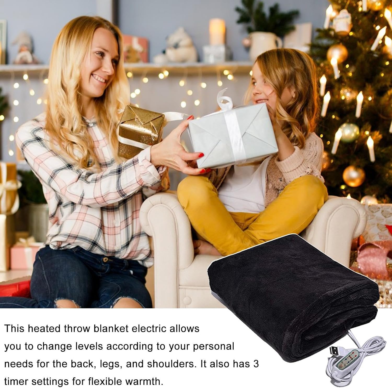 CENRF Heated Throw Blanket with 3 Temperature Settings