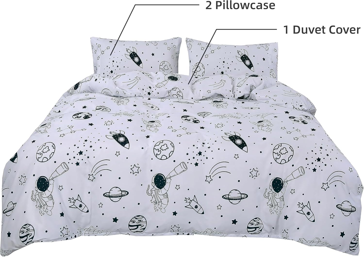 MAG 3Pcs White Space Bedding Twin Set