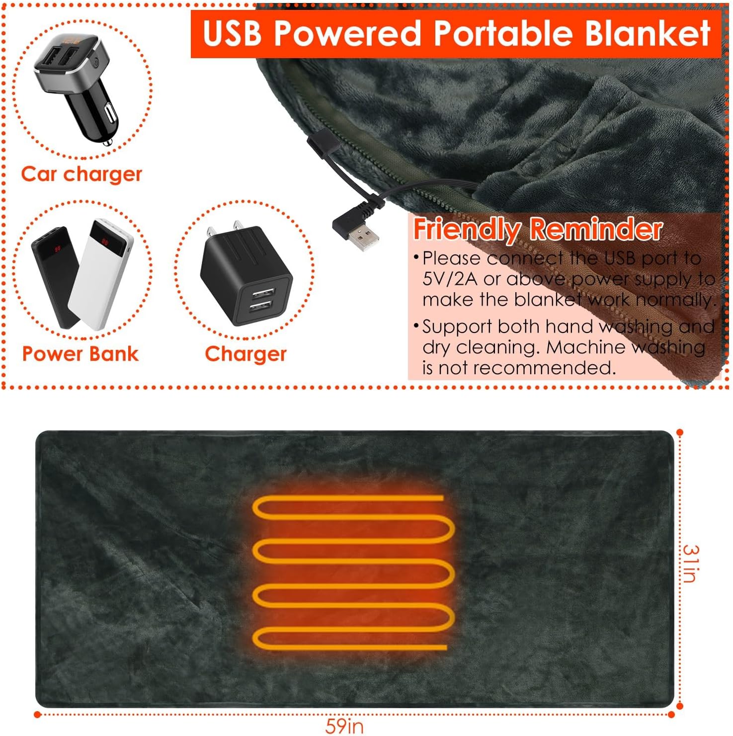 Moclever USB Heated Shawl with Zipper for Home Office 1