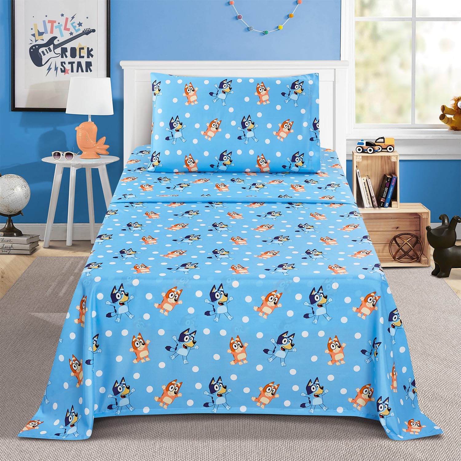 Bluey Bedding Set Twin - Includes Bedspread Sheets Pillowcase Stickers Decor