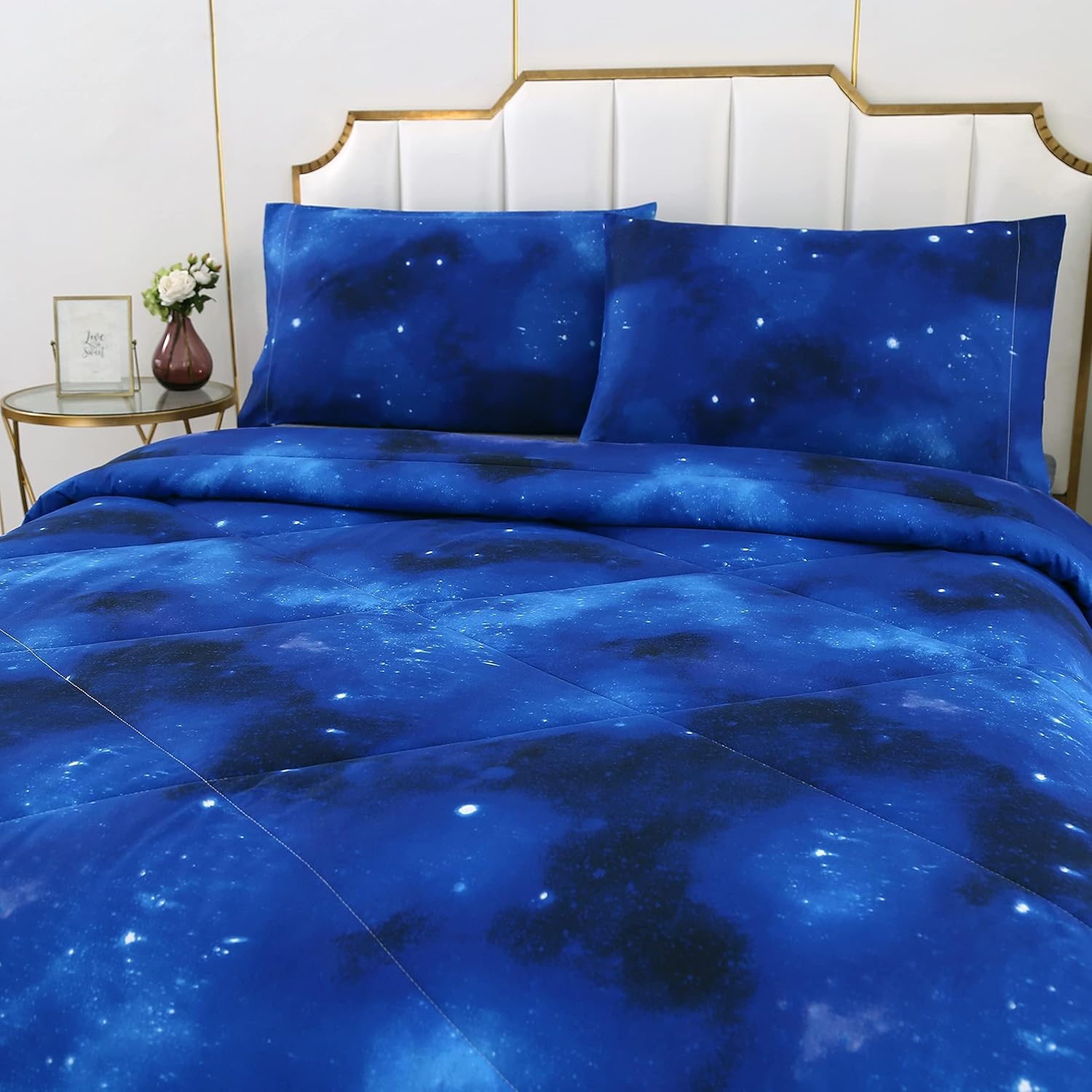 SDIII 3PCS Blue Galaxy Comforter Set Twin