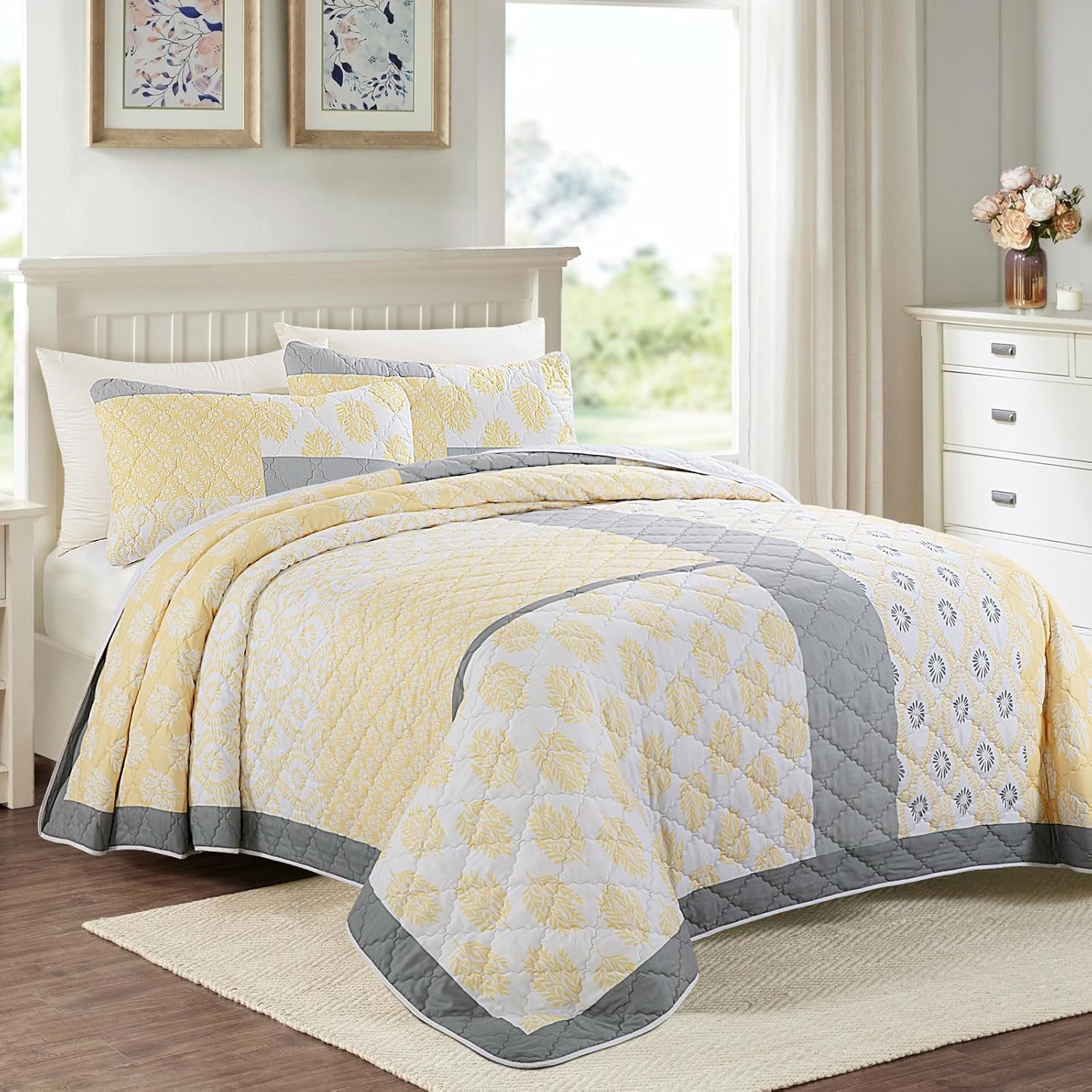 HOMBYS Oversized Plaid Patchwork Bedspread Set