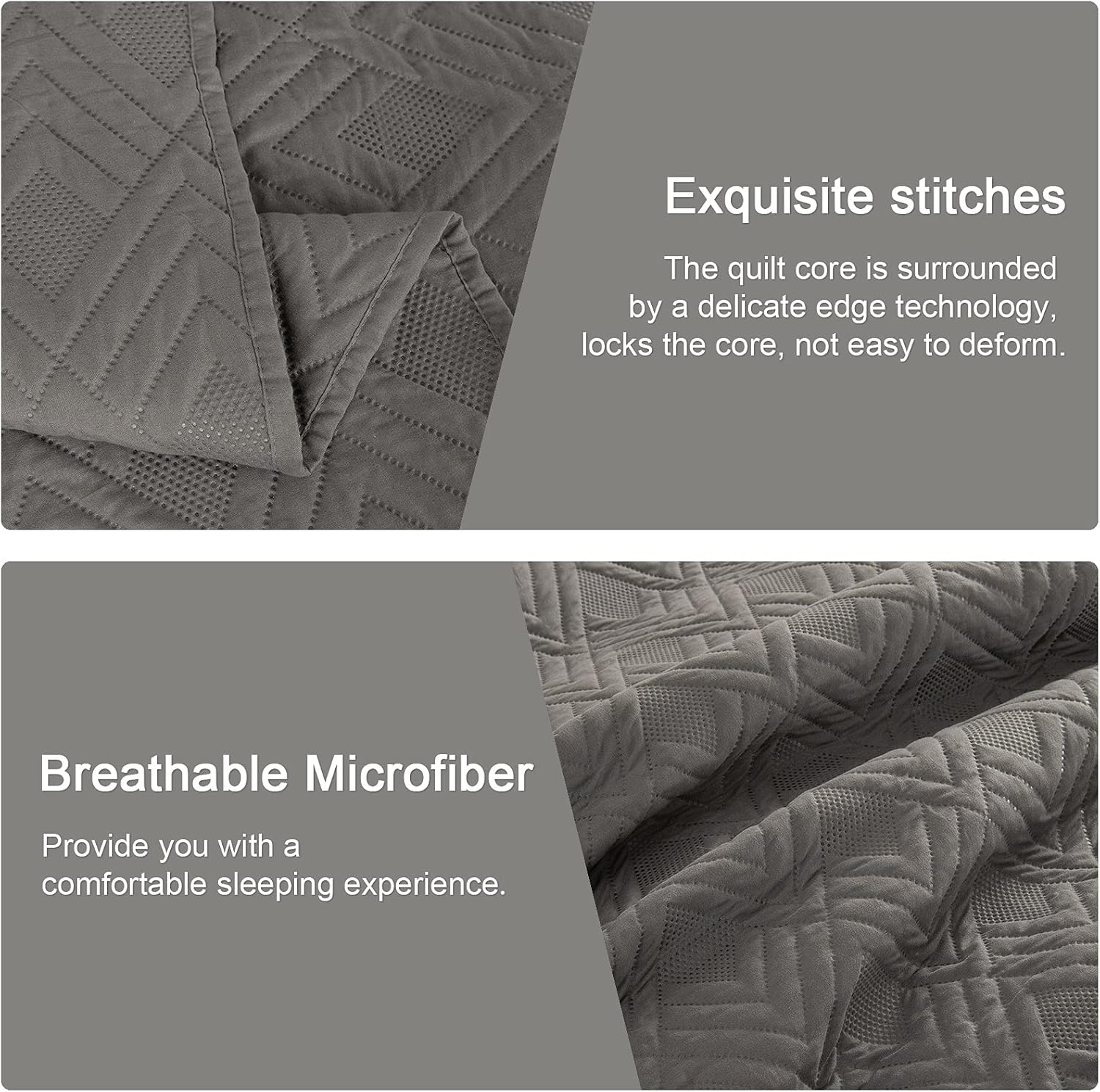 Hygge Hush Summer Quilt Set Dark Grey L Pattern 3 Piece