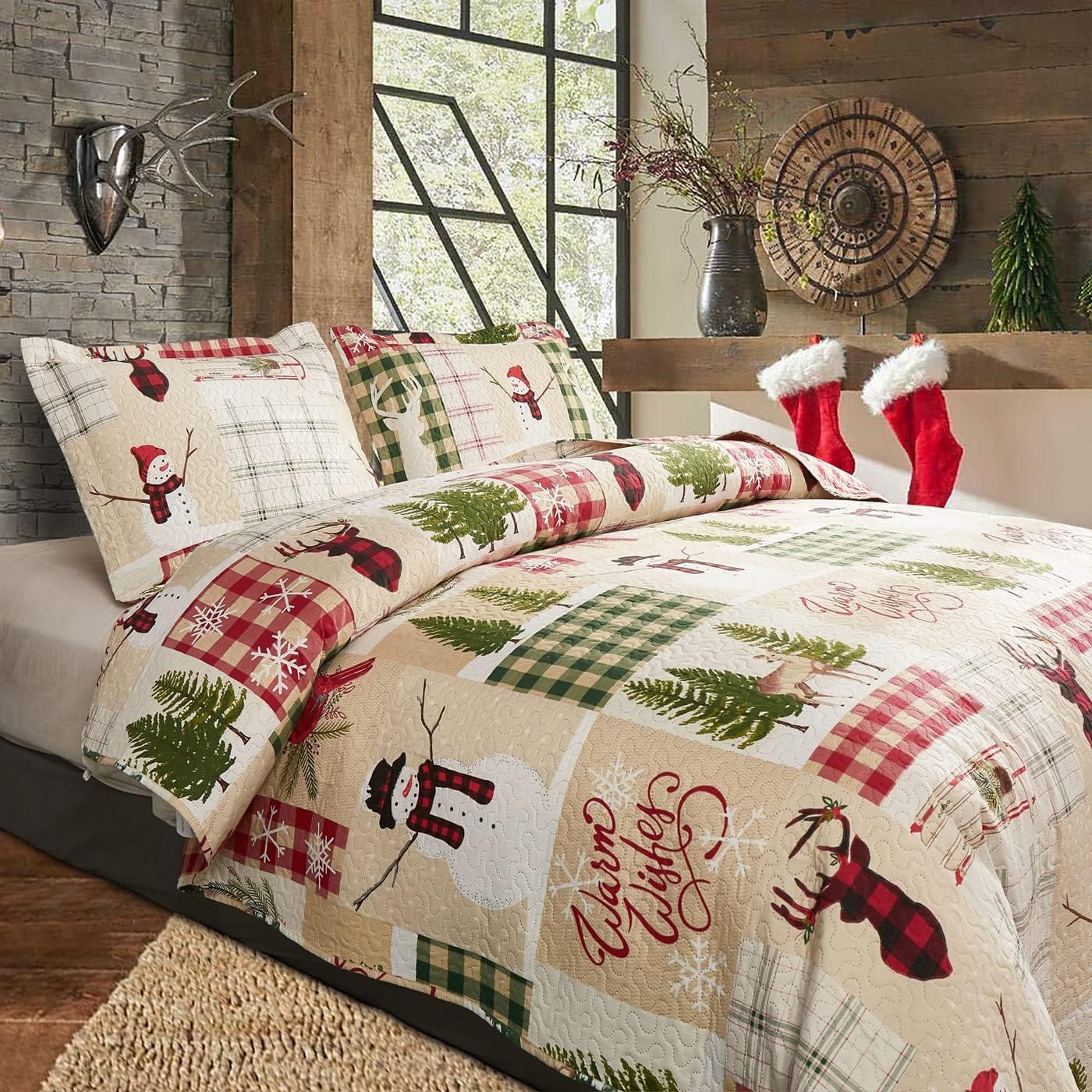 Jessy Home Christmas Quilt Set Twin Size