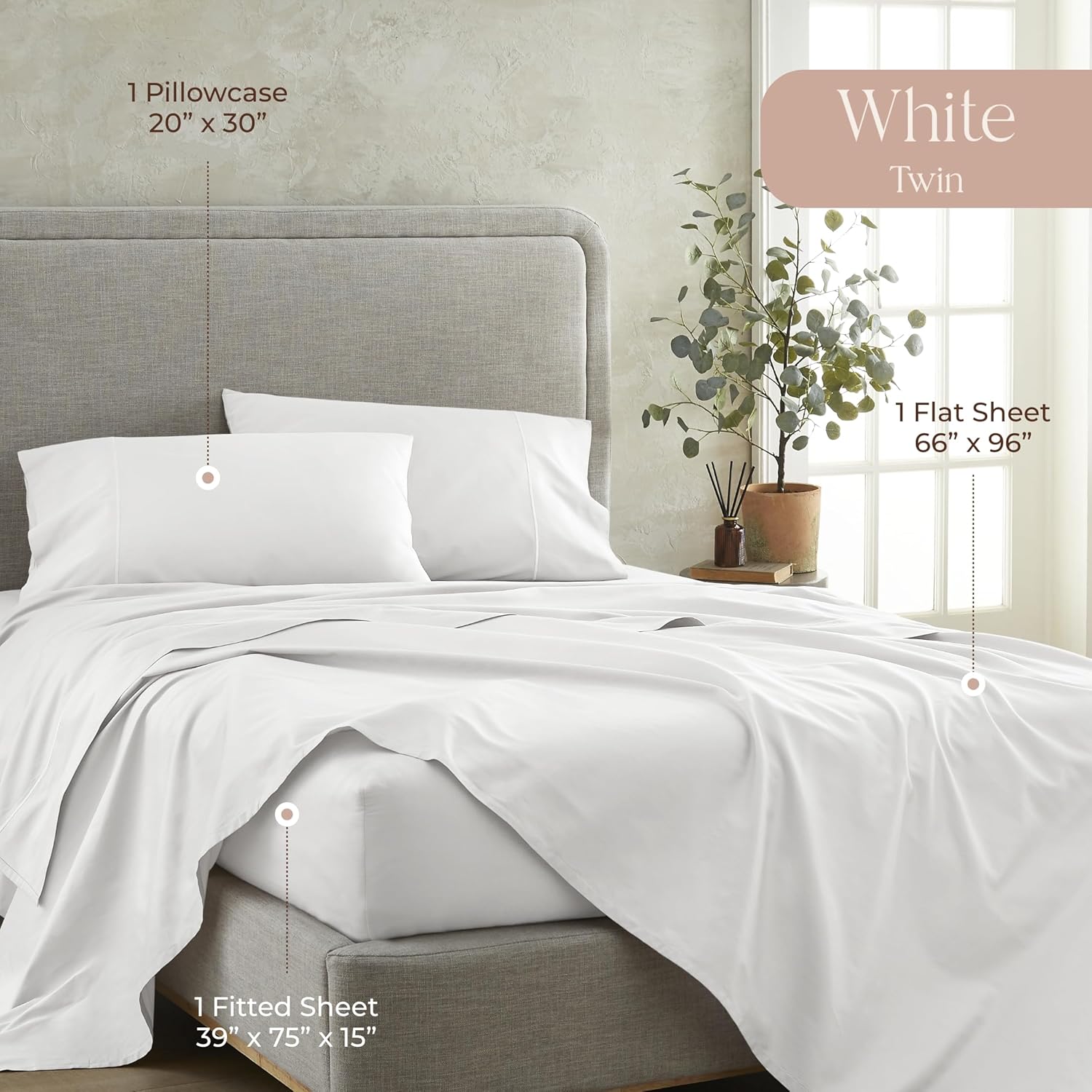 Whisper Organics 100 Organic Cotton Twin Sheets Set