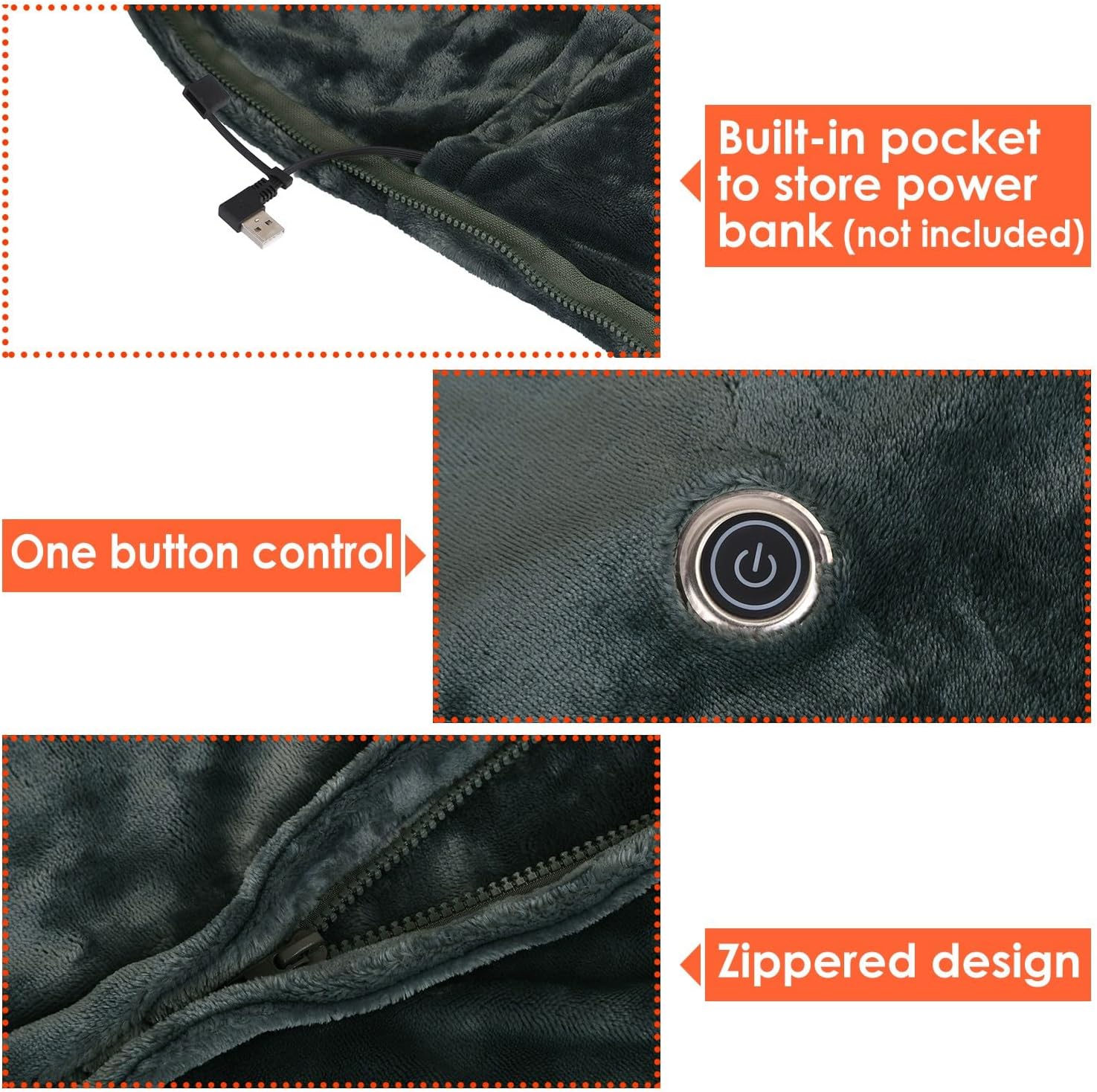 Moclever USB Heated Shawl with Zipper for Home Office 1