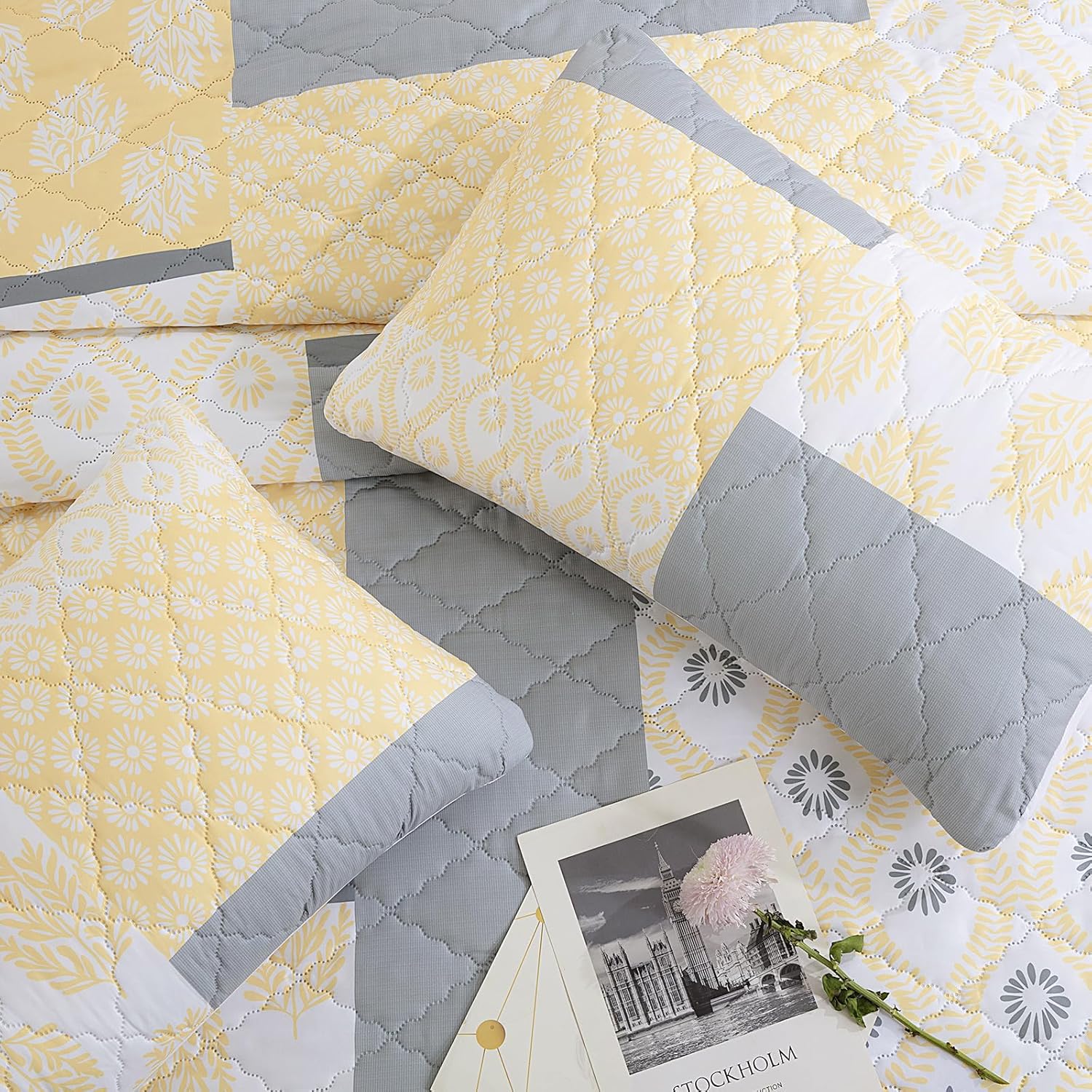 HOMBYS Oversized Plaid Patchwork Bedspread Set