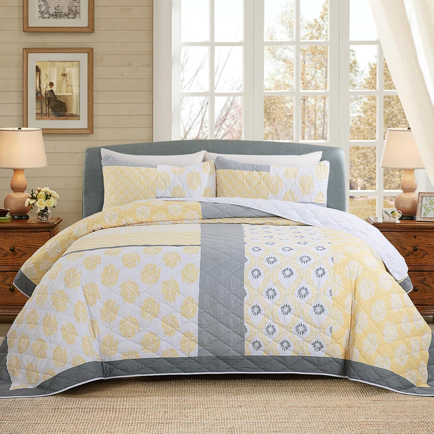 HOMBYS Oversized Plaid Patchwork Bedspread Set