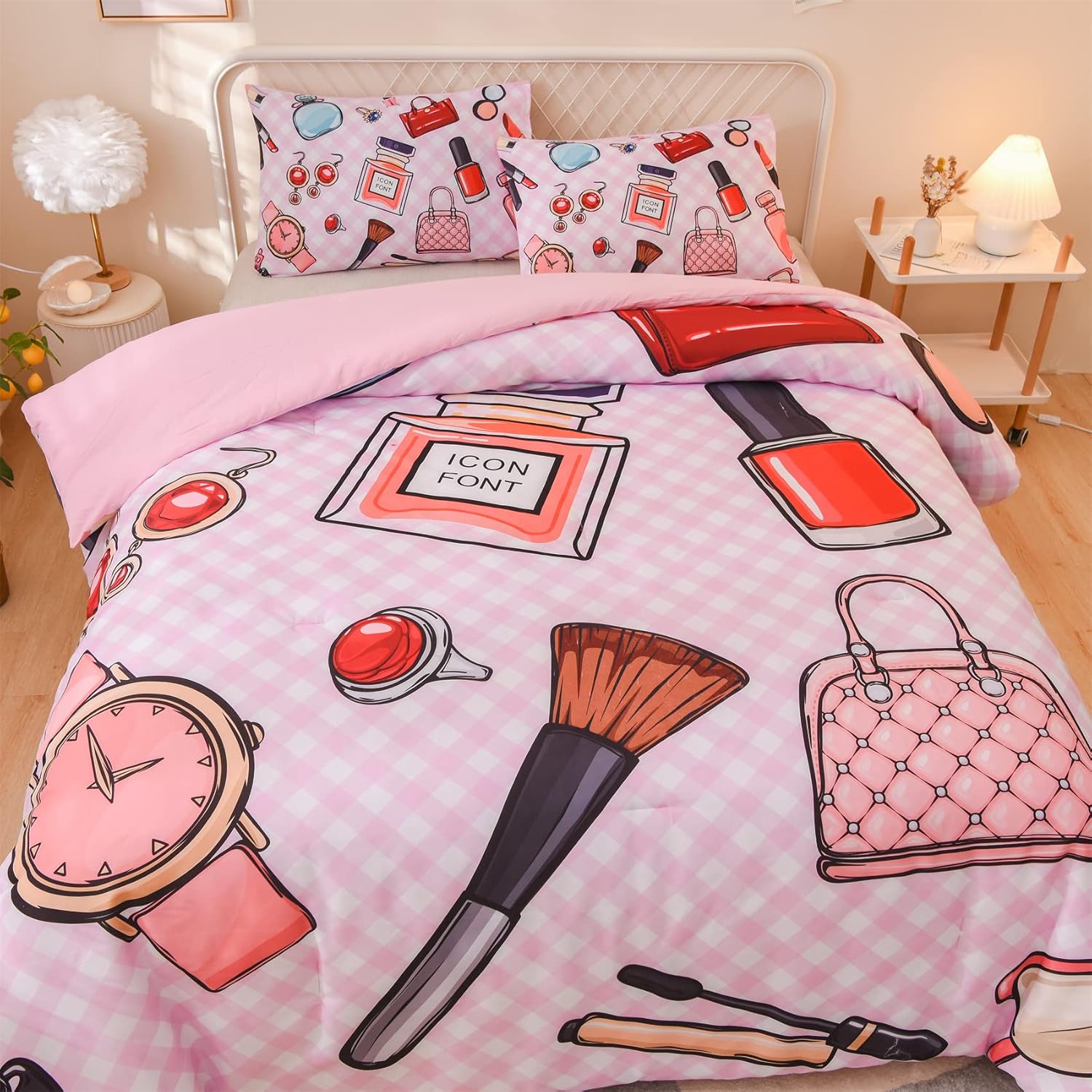 Aimuan Cosmetic Perfume Bag Lipstick Diva Pink Quilt Set 3 Pcs