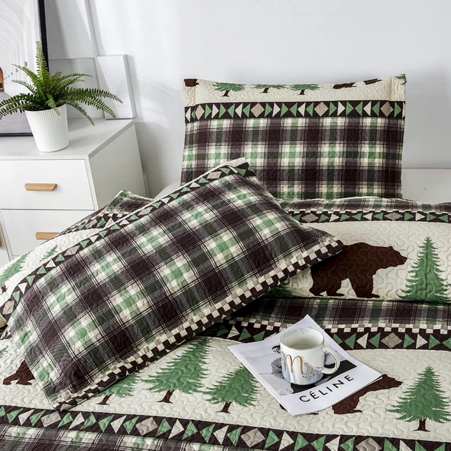 CHESITY Lodge Quilt Set Twin Size 3 Piece
