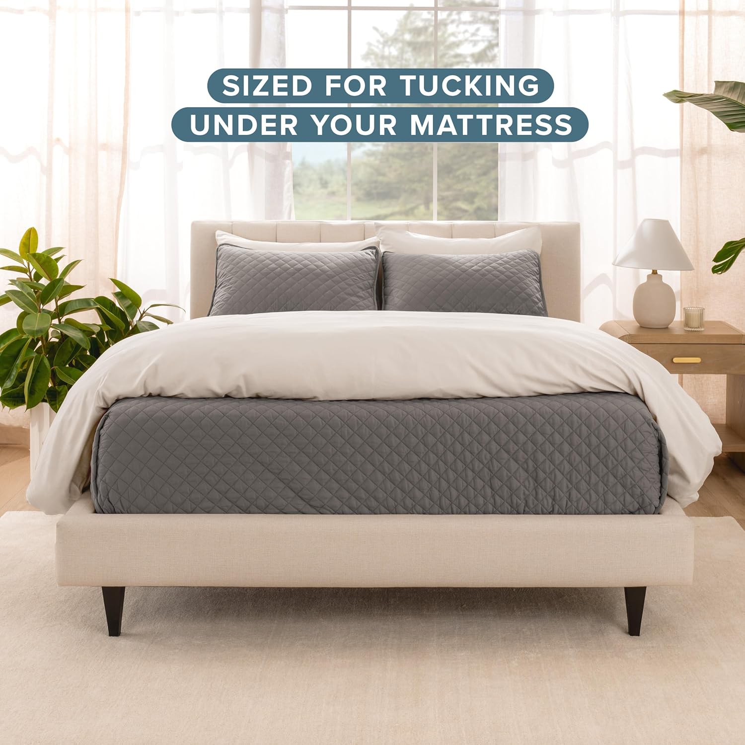 Bare Home Coverlet Set - 3 Piece Full Queen Grey Bedspread
