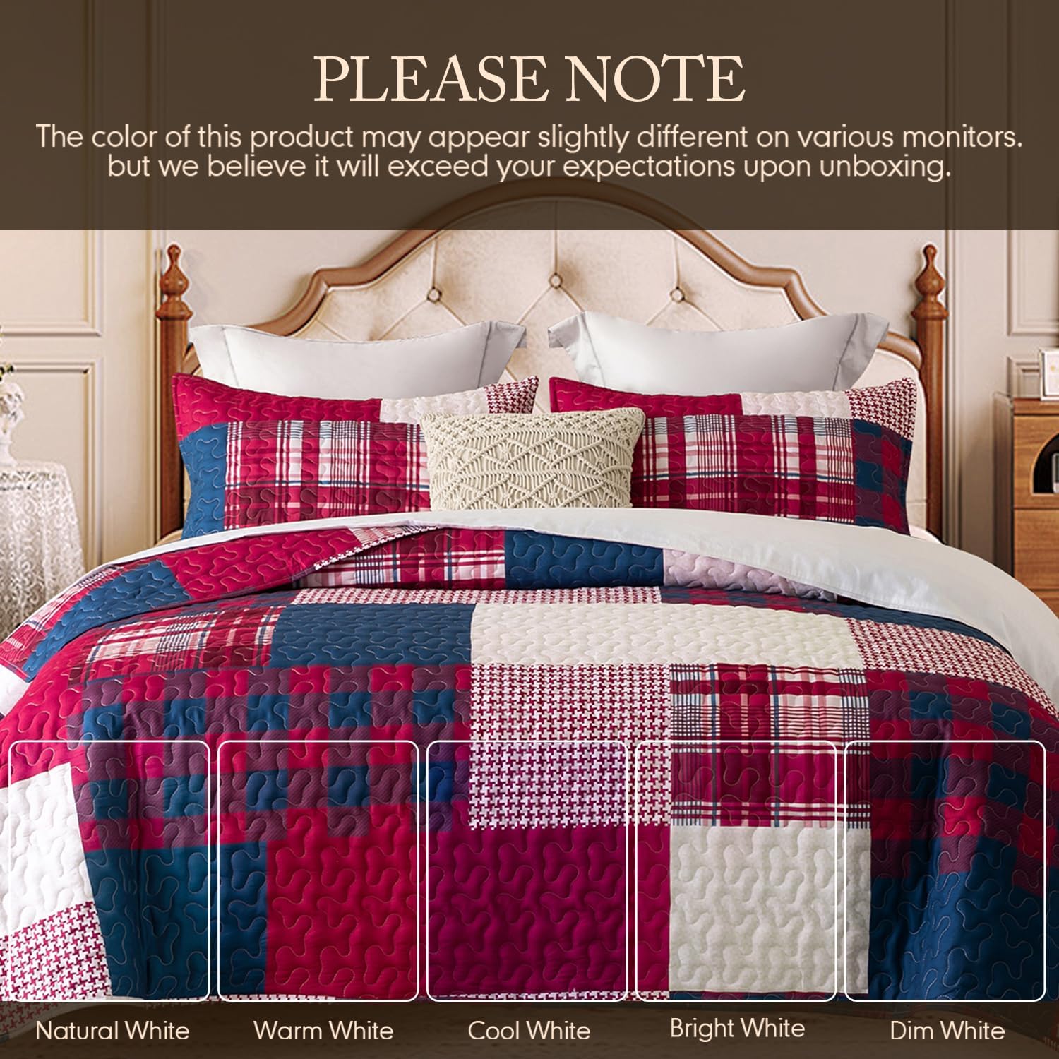 DURLENGEN Boho Quilt Set King 3Pcs