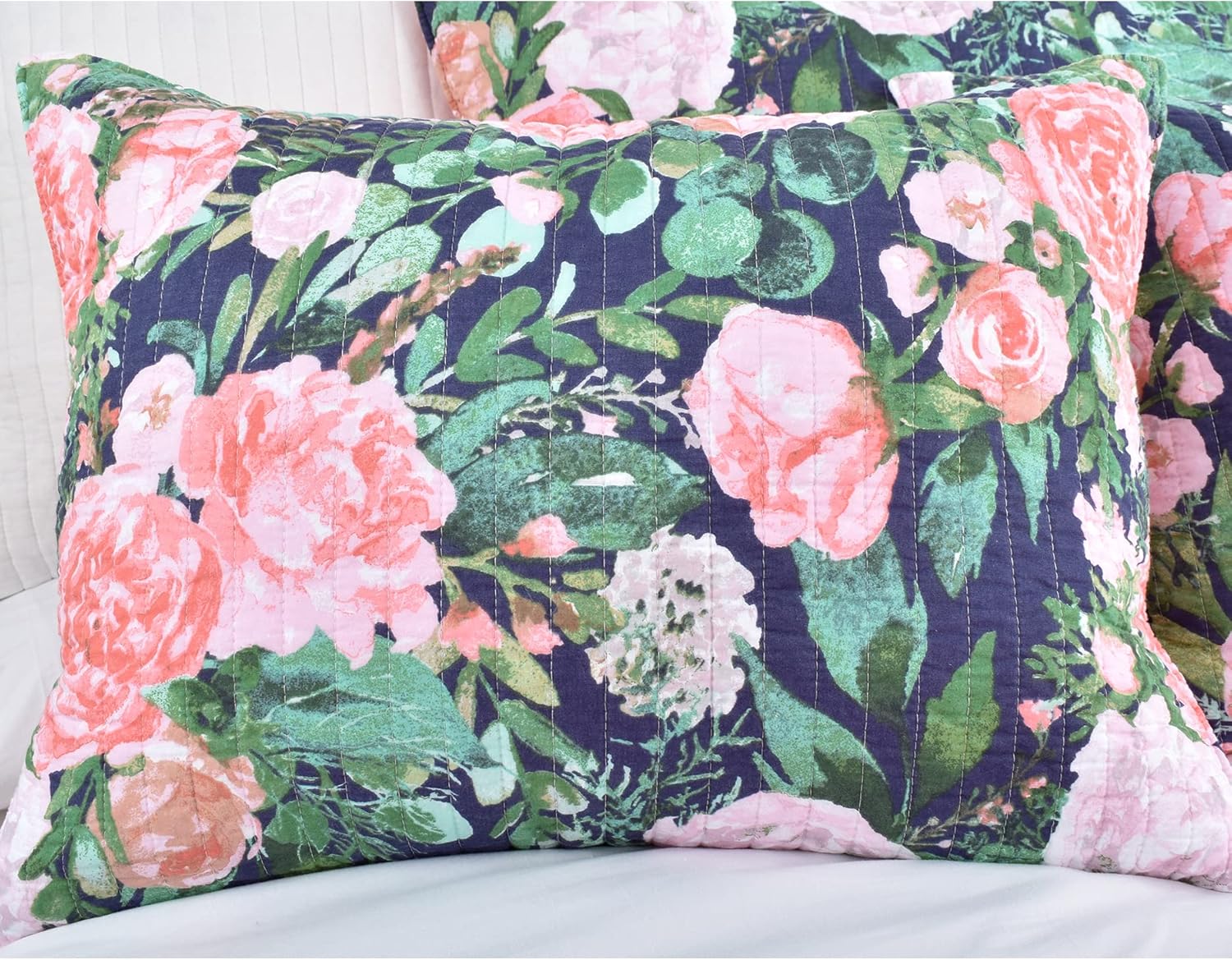 King Quilt Set 3-Piece Reversible Cotton Bedspread with Shams