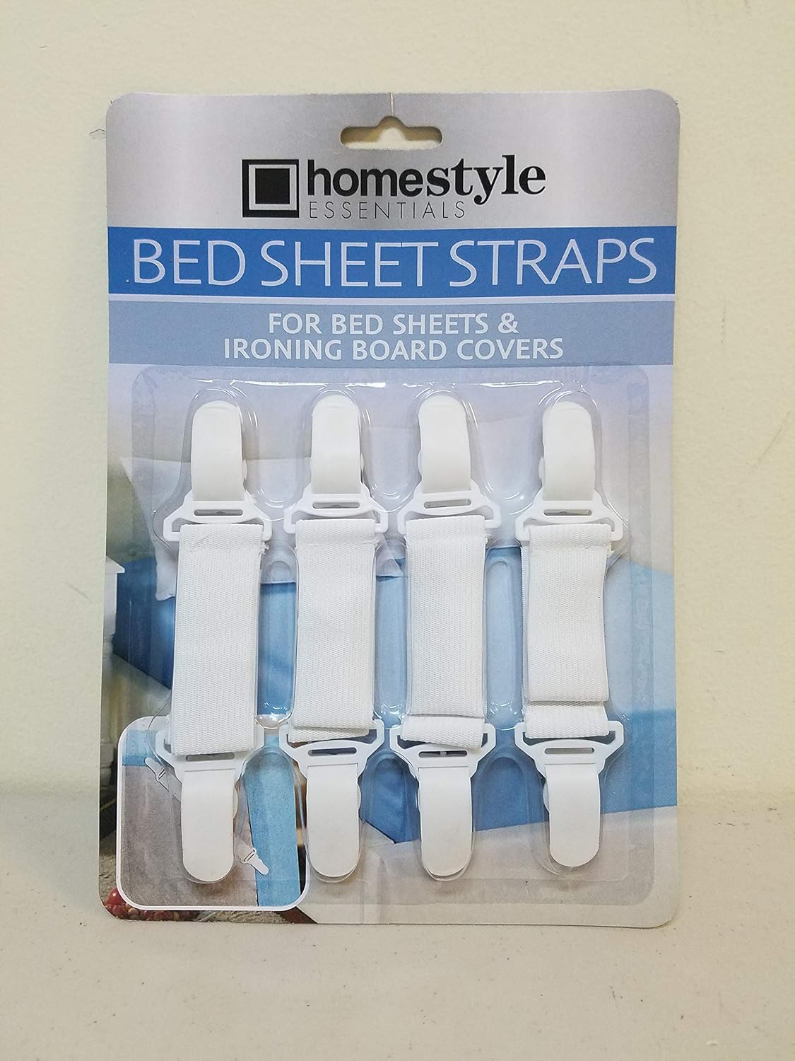 8 Pack Bed Sheet Fastener with Plastic Clasp and Elastic Band