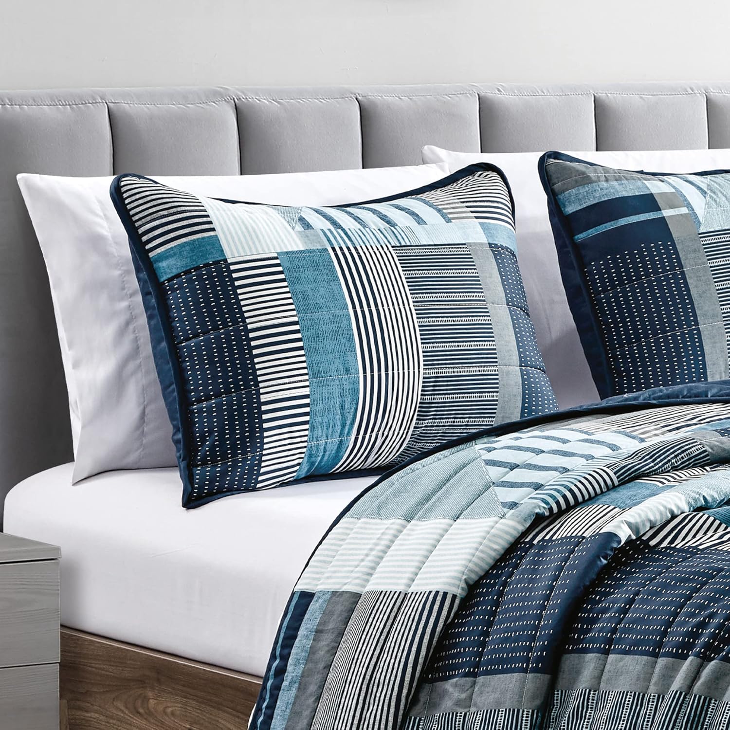 ESCA 3-Piece Reversible Checker Quilt Set Queen Size