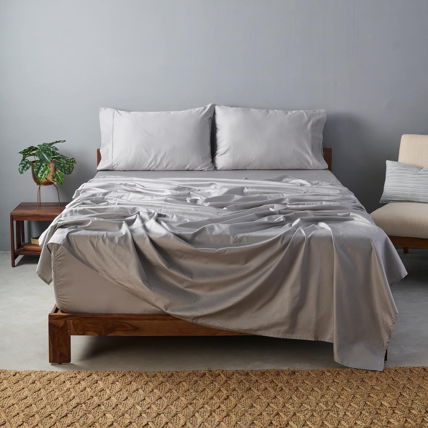 CEA Certified Giza Egyptian Cotton Sheet Set - California King Light Gray