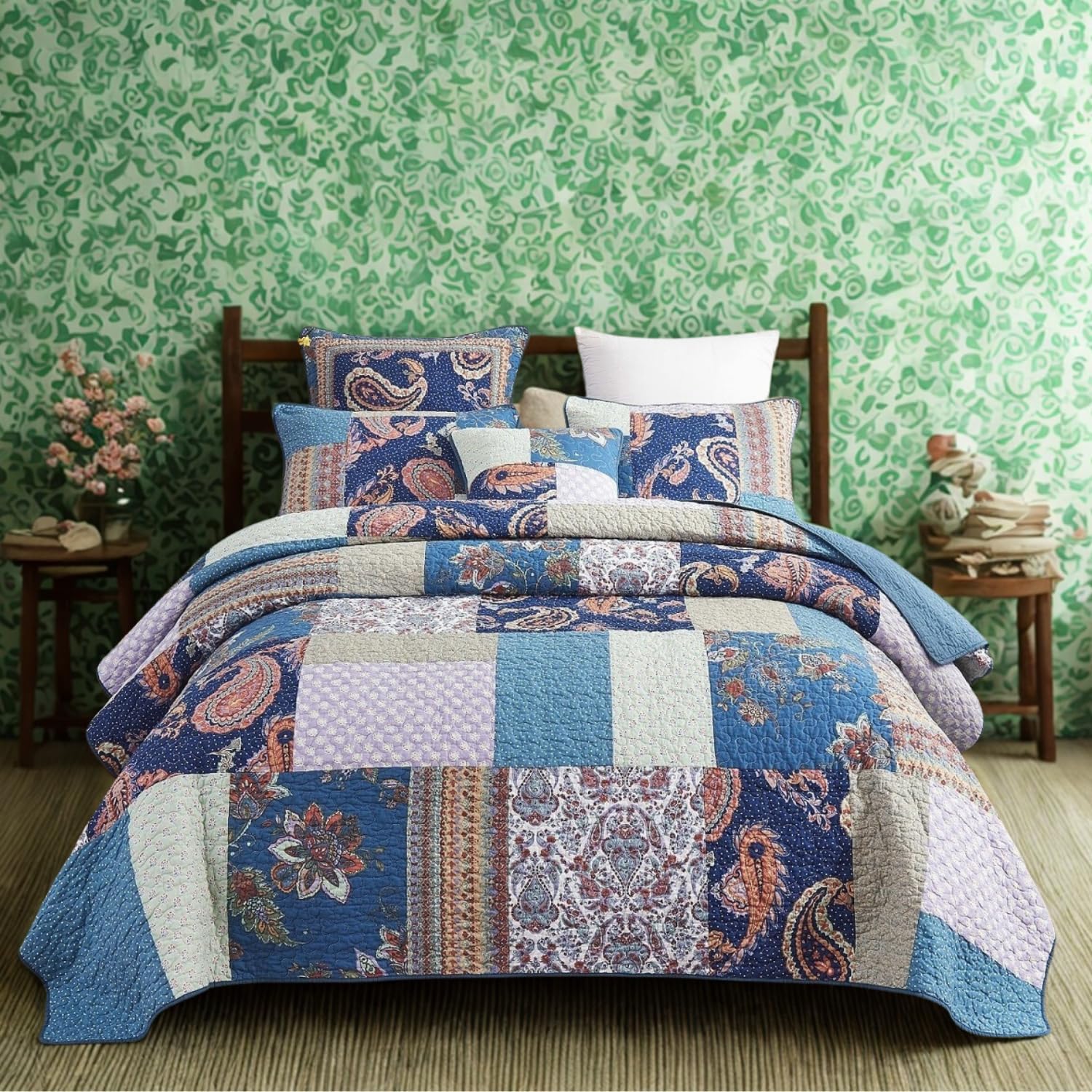 Tache Home Fashion Cotton Patchwork Quilt Set Queen