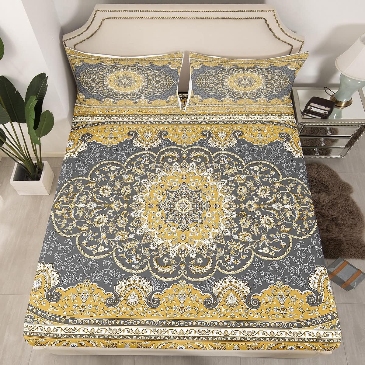 Erosebridal Bohemian Floral Twin Sheet Set