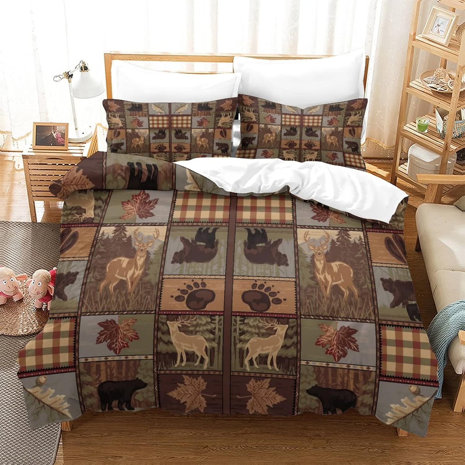 Black White Buffalo Plaid Quilt Set with Pillow Shams
