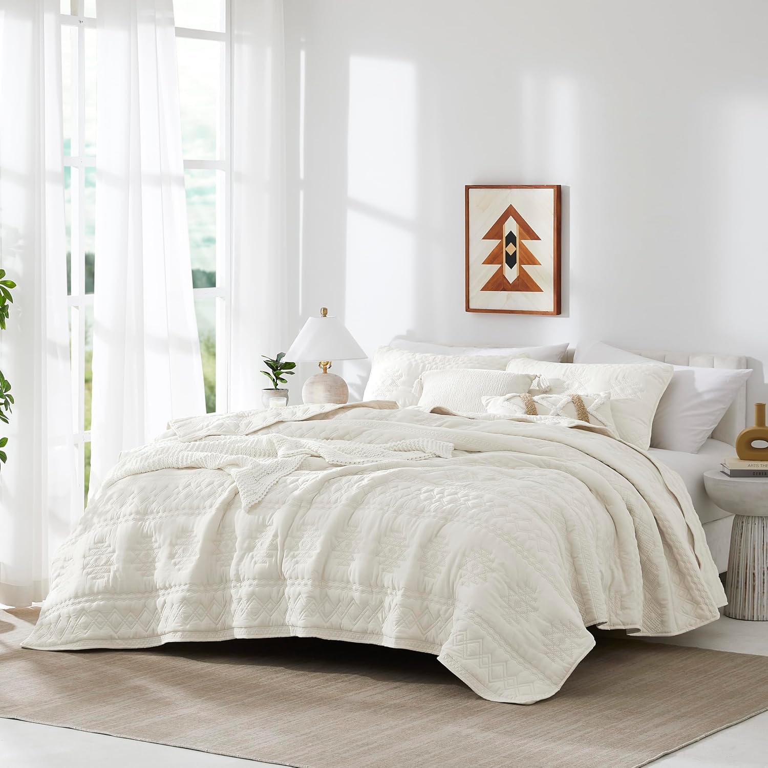 WDCOZY Boho Ivory Twin Bedding Set with 1 Pillow Sham 1