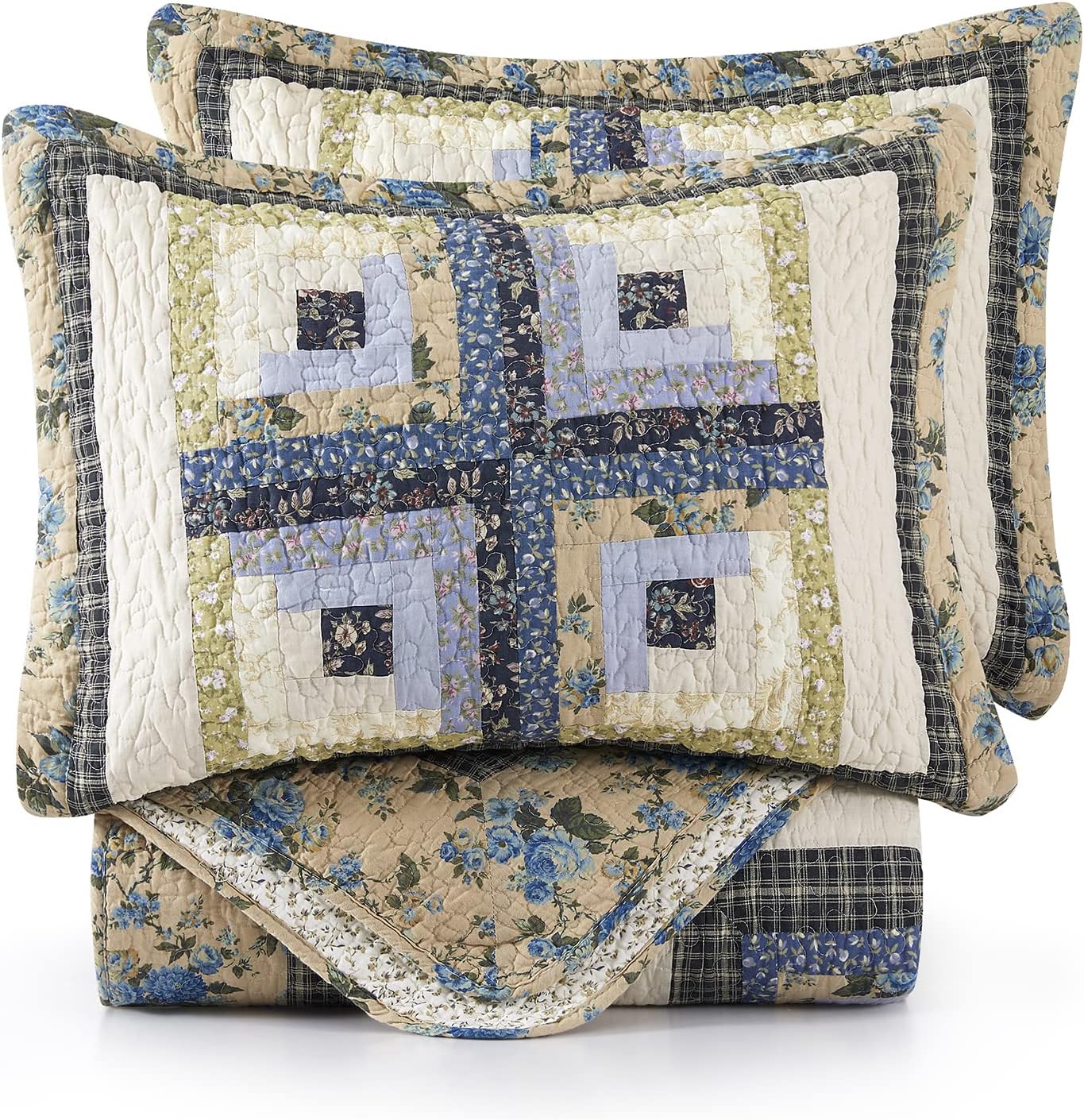 LIRISDOM 3-Piece California King Quilt Set 100 Cotton