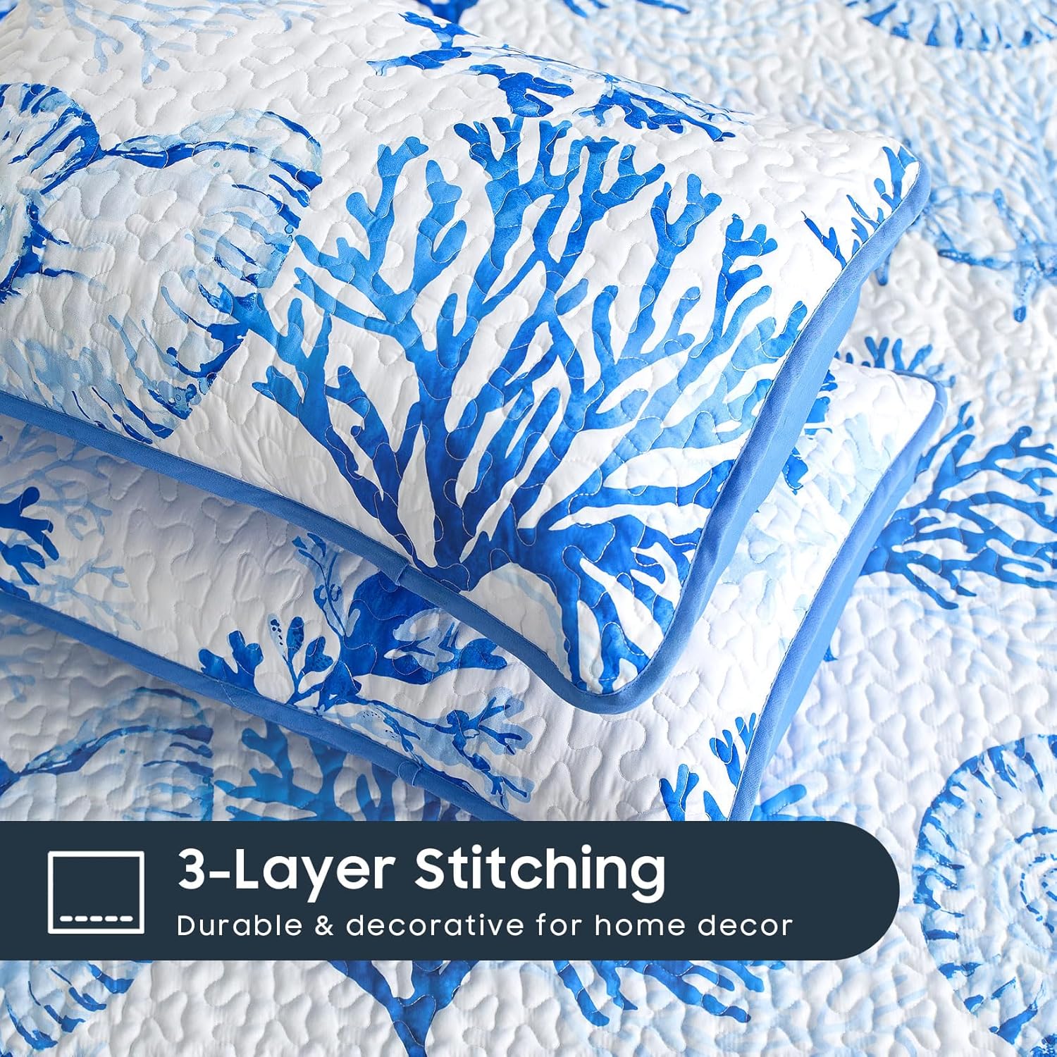 Wake In Cloud Coastal Quilt Set Nautical Themed 3 Piece TwinTwin XL