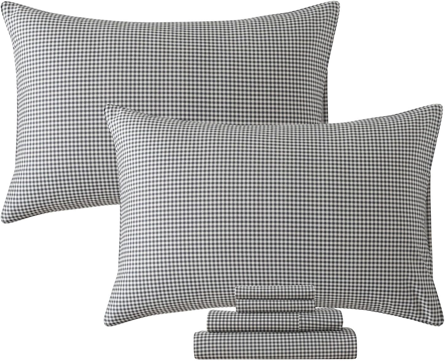 FADFAY Cal King Black Plaid 100 Cotton Sheet Set