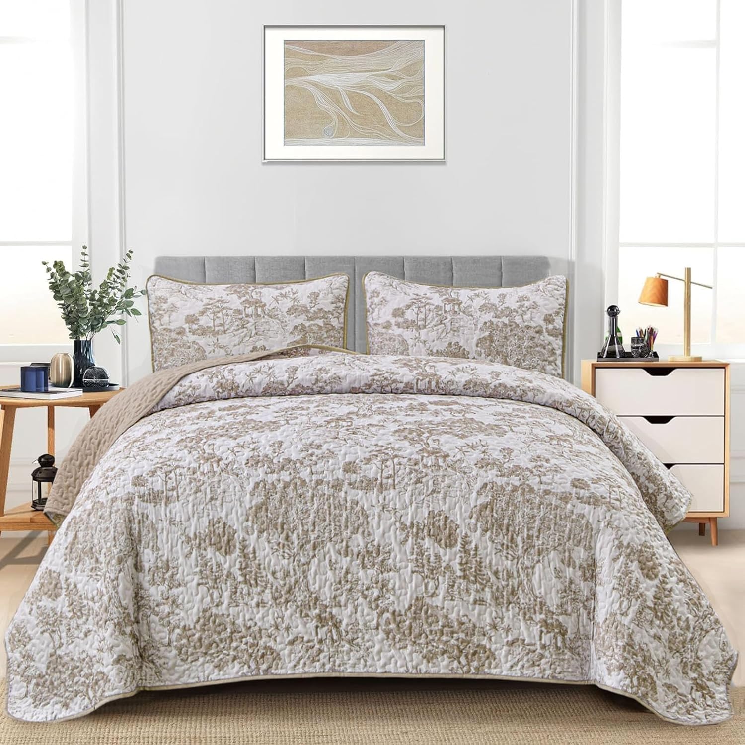 WONGS BEDDING Botanical Quilt Set California King