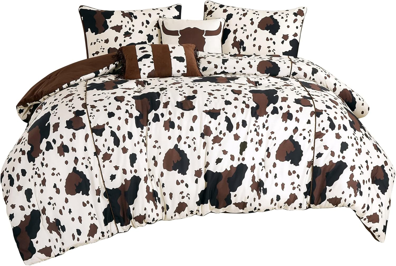 Linen Mart Rustic Cowhide Comforter Set Twin
