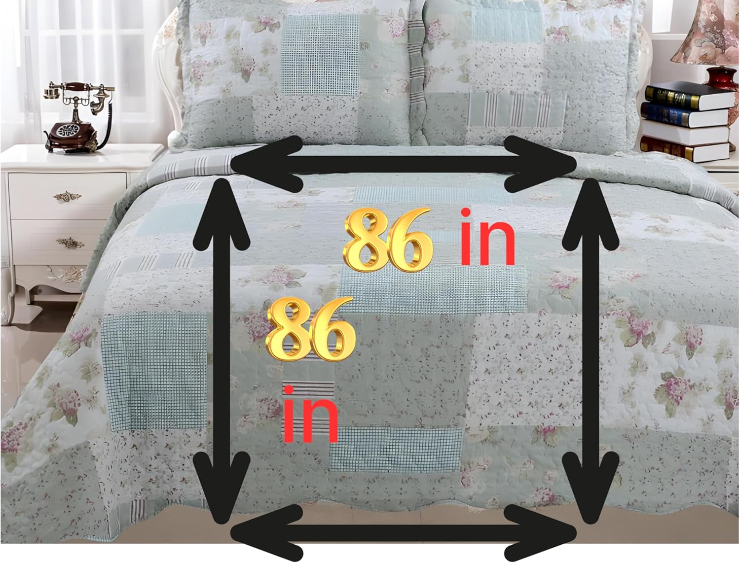 English Roses Quilt Set Reversible 3PCS Queen Size