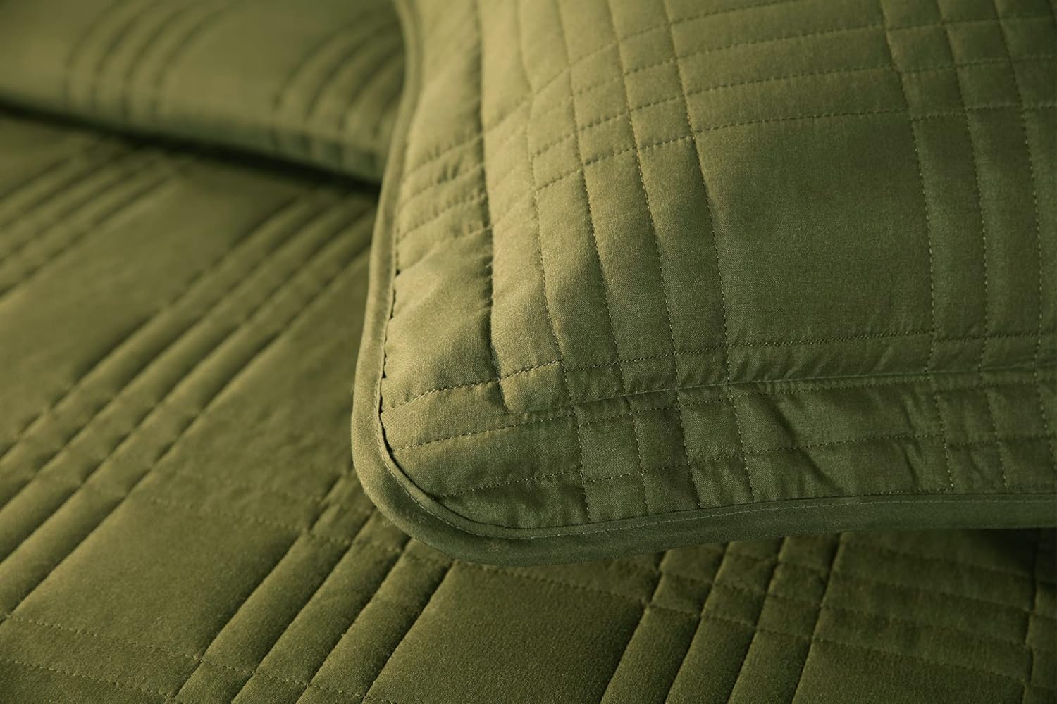 Chezmoi Collection Cypress Green Bedspread Set 3-Piece King Size
