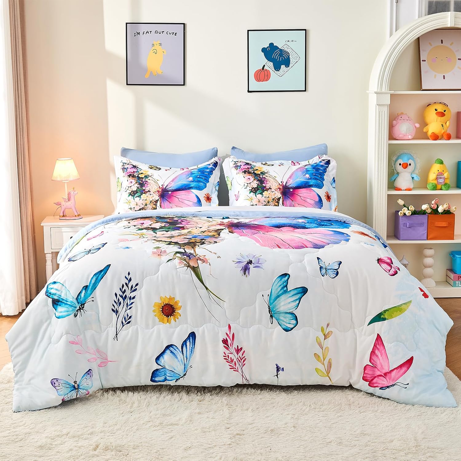7 Piece Butterfly Comforter Set Twin Size