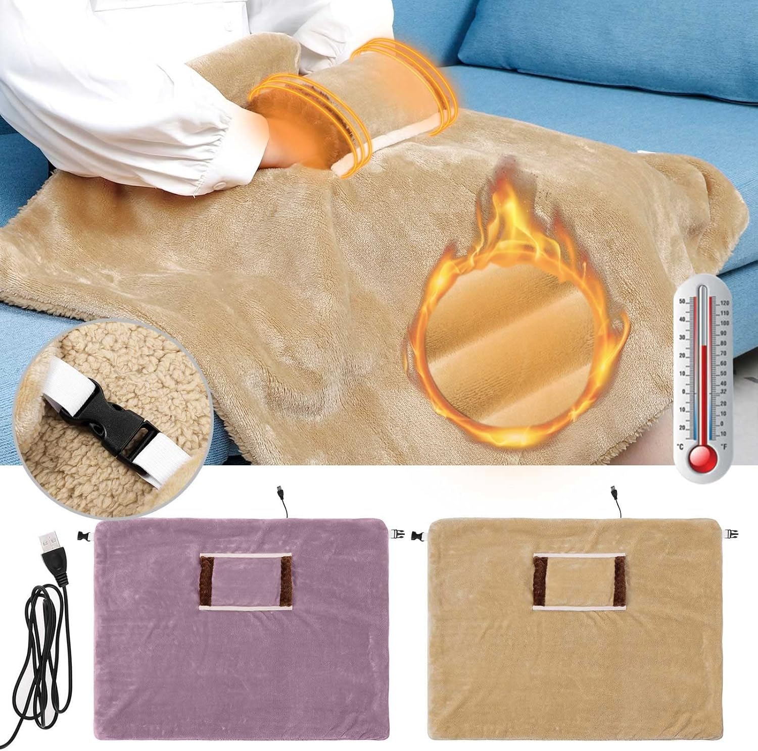 Portable Battery Heated Blanket Throw for Winter