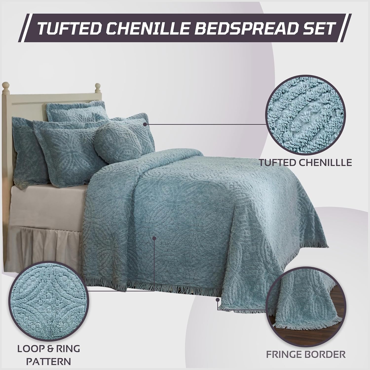 Better Trends 3-Piece Chenille Bedspread Set for Mom