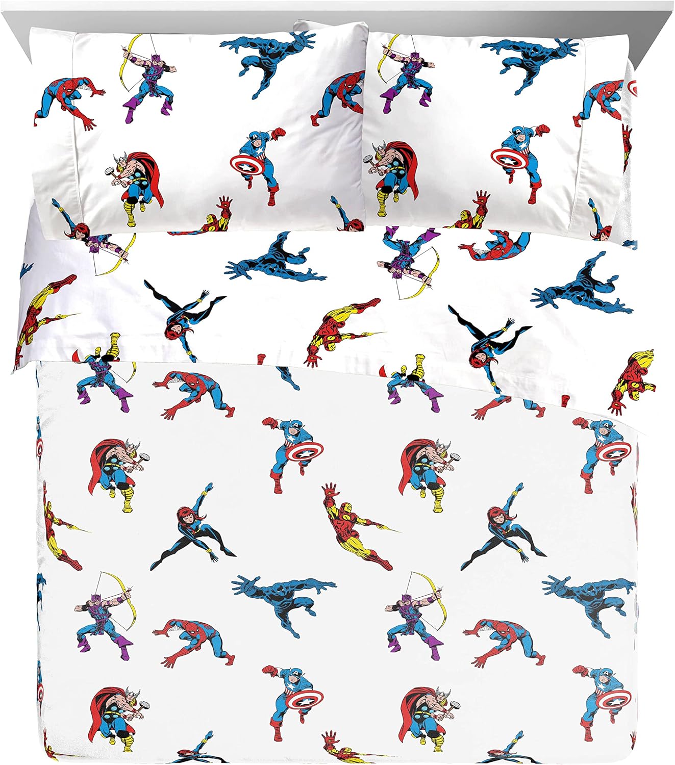 Saturday Park Marvel Avengers Full Sheet Set - 4 Piece Organic Cotton