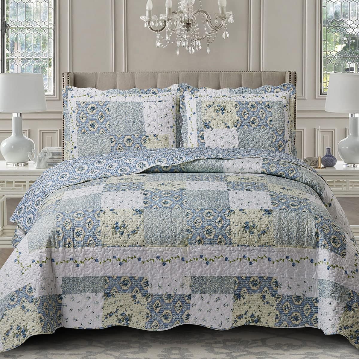 5-Pcs Bedspread Set Twin Microfiber Wrinkle-Free
