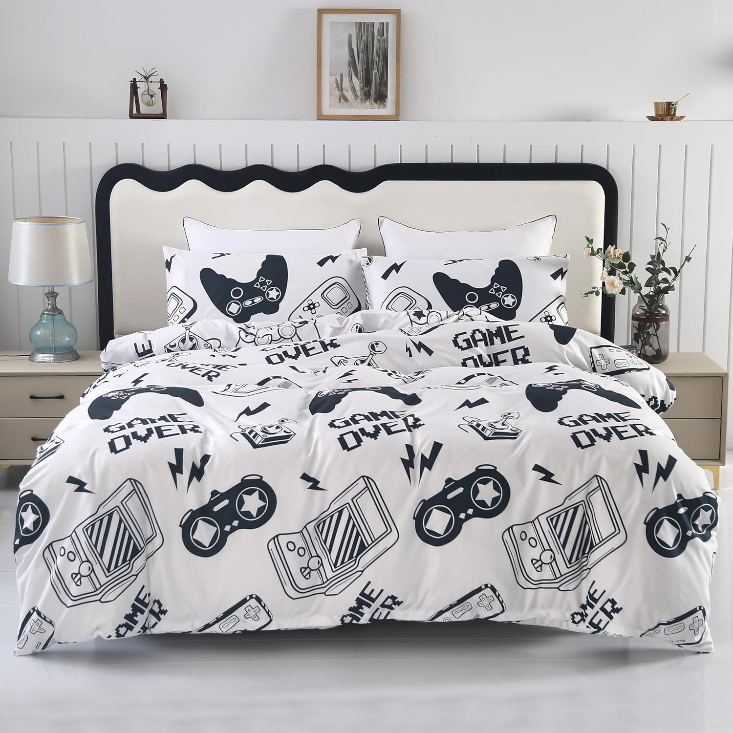 SDIII White Gamer Duvet Cover Set Twin with Pillowcases
